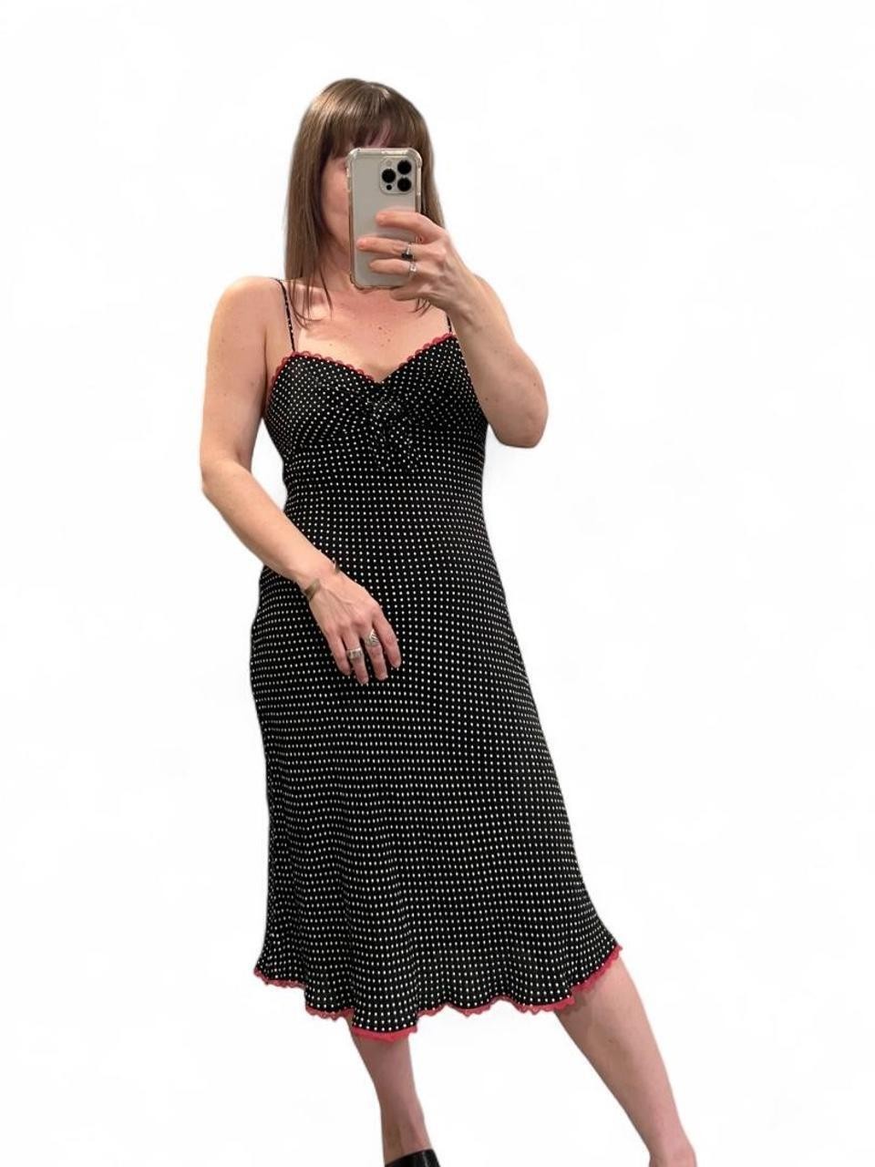 Vintage Y2K Polka Dot Slip Dress | Coquette Midi Dress