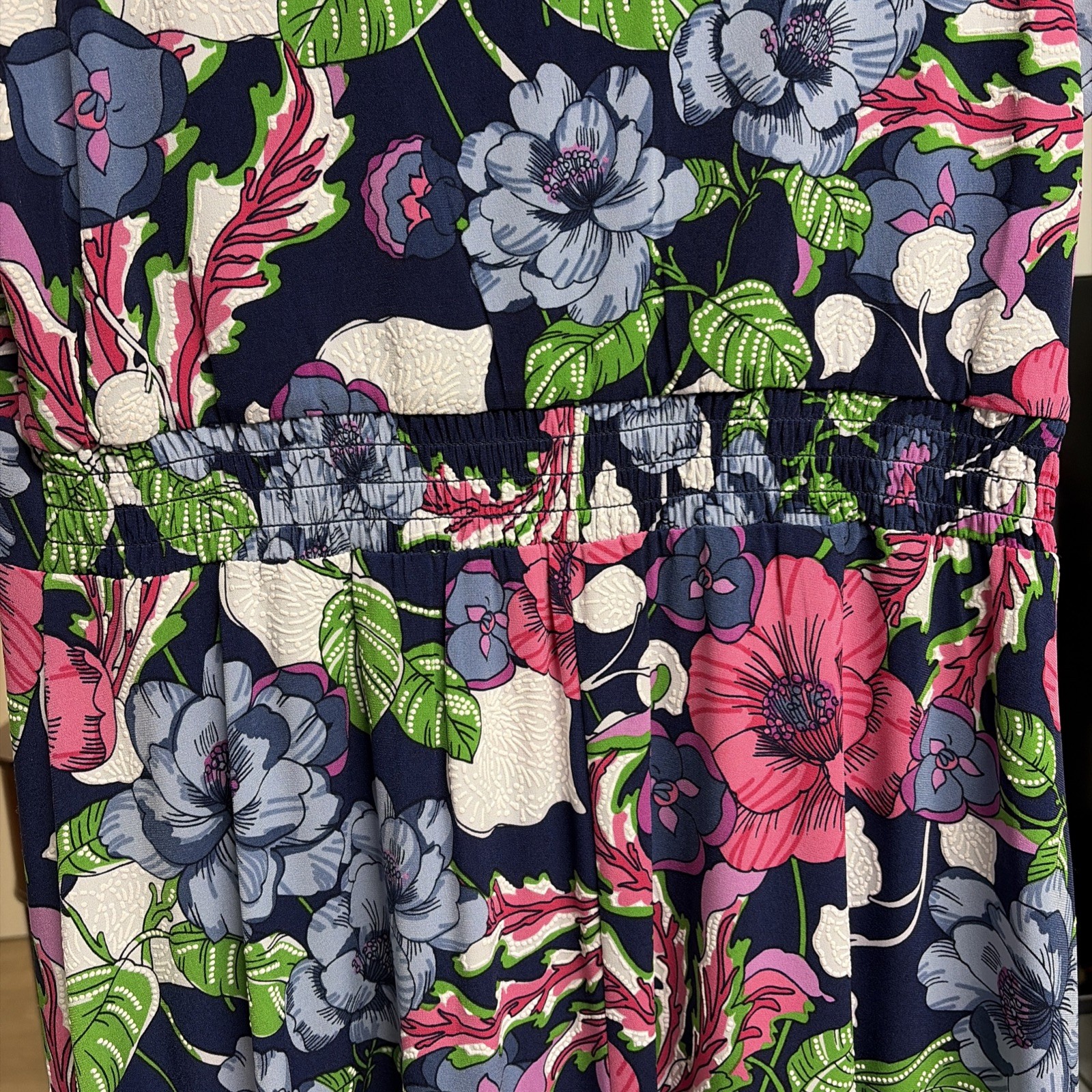 Perceptions NY Pink Blue Floral Midi Dress Sz L NWT Spring Easter Church Casual