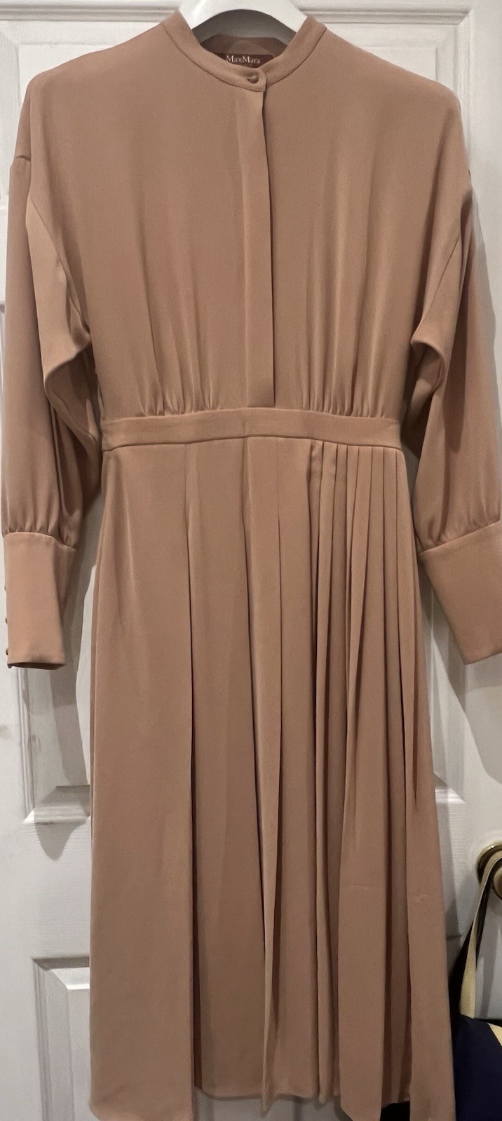 Max Mara Studio Blush Peach Pleated Long Dress Italy US 6 Elegant