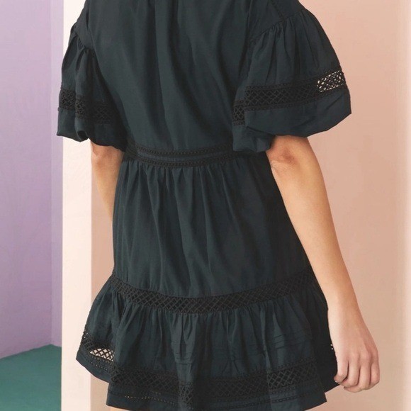 Marie Oliver Jade Cotton & Silk Blend Dark Gray Black Ruffled Mini Dress Size XS