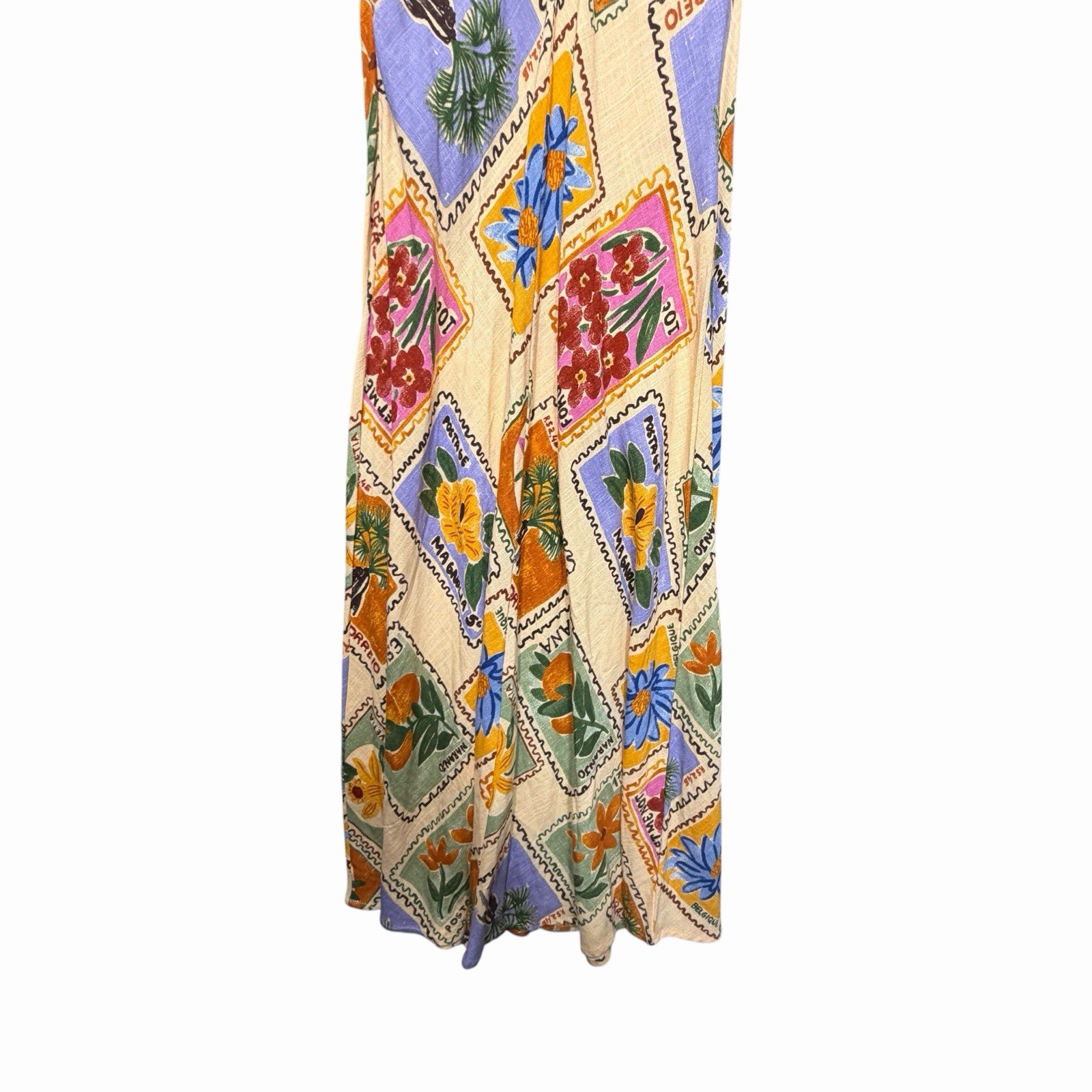 NWT Small Paper Heart Anthropologie Linen Blend Floral Post Card Maxi Dress S