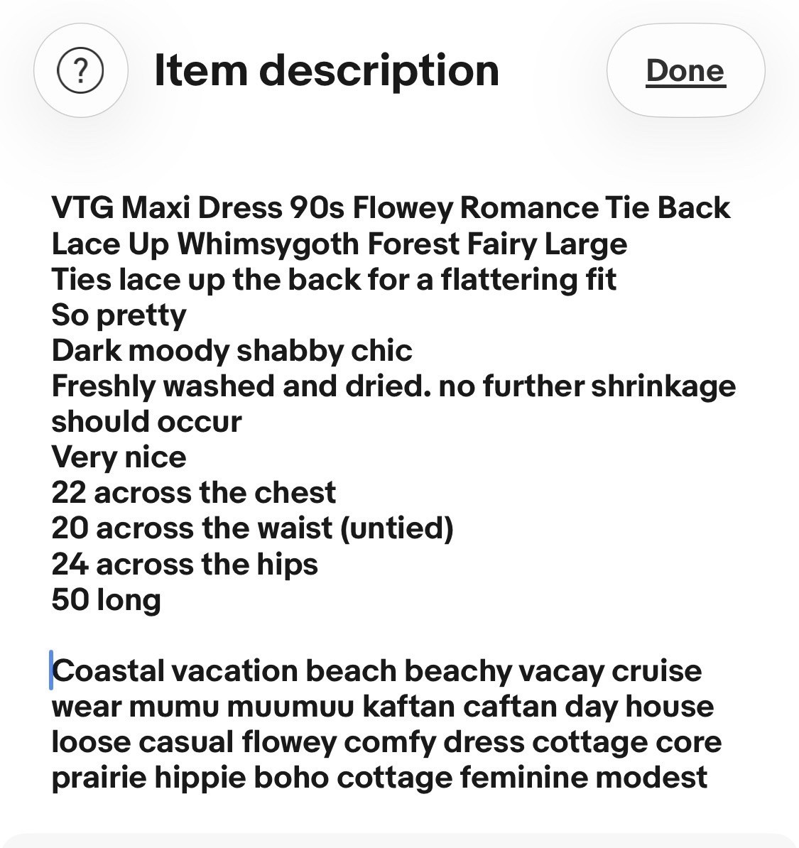 VTG Maxi Dress 90s Flowey Romance Tie Back Lace Up Whimsygoth Forest Fairy Large