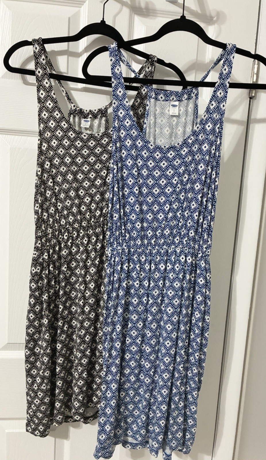 Old Navy Racerback Dresses Size Small Lot of 2 Geometric prints blue + black