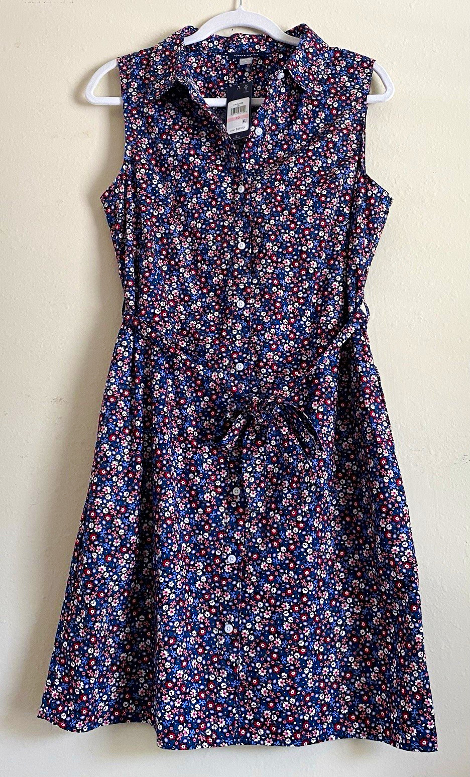 Tommy Hilfiger Women’s Size 10 Blue/Pink/White Floral Collared Belted Dress