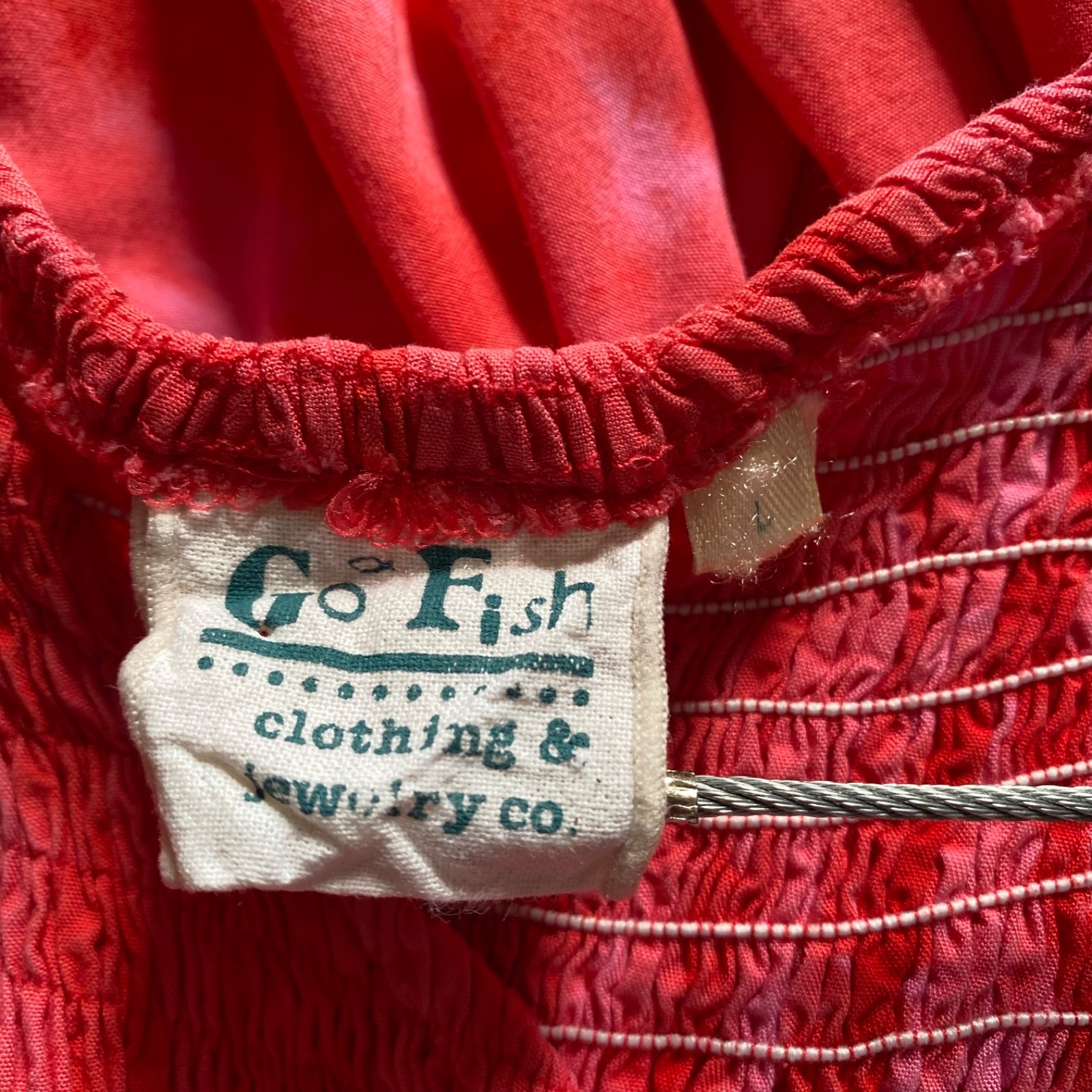 Go Fish Clothing & Jewelry Co Midi Sleeveless Dress Sz L Floral Red Pink Beachy