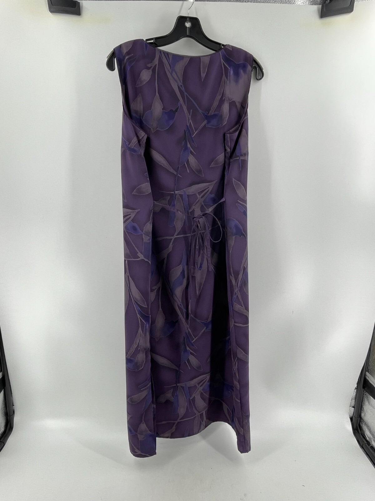 Norton McNaughton Purple Floral Sleeveless Maxi Dress Back Tie Size Large