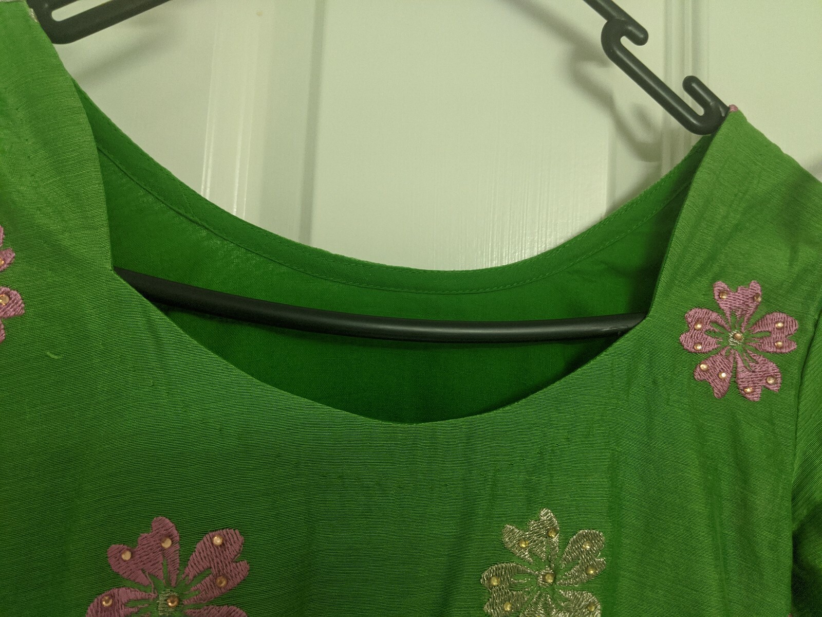 pakistani Shalwar Suit indian Green Shalwaar kameez Pink Beaded embroidered S8