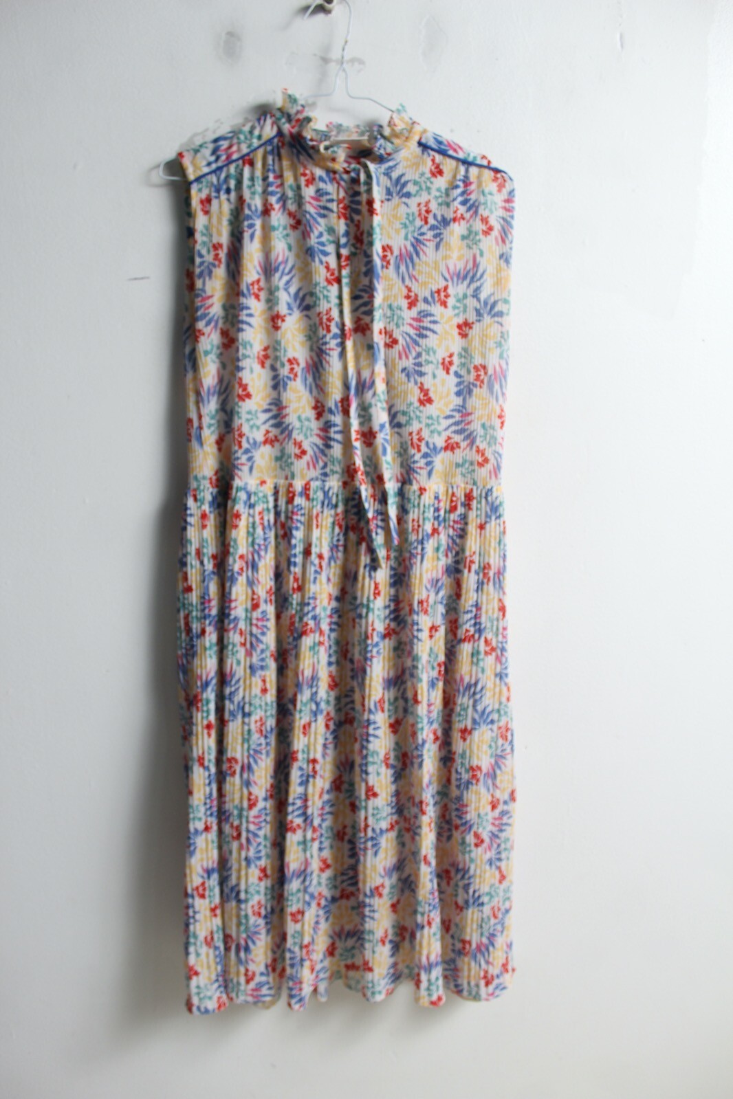 Womens Vintage 80s 90s Sleeveless Floral Tie Neck Dress – Size 12 (L6)