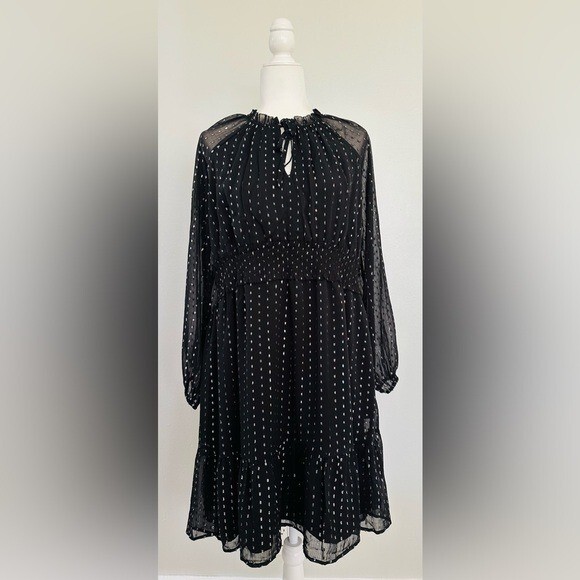 NWT Old Navy Black and White Bishop Sleeve Midi Dress – XL