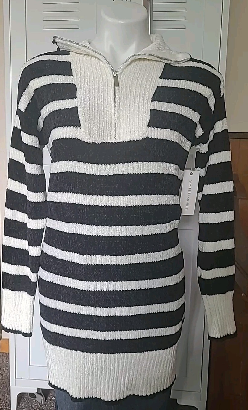 E15 Madison + Hudson Black and White Chenille Sweater Dress