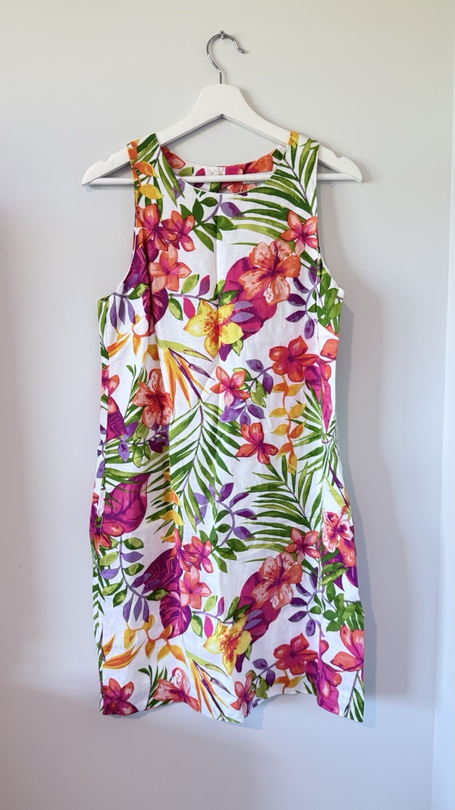 Tommy Bahama Marabella Blooms Linen Shift Dress Floral Vacation Travel Women S