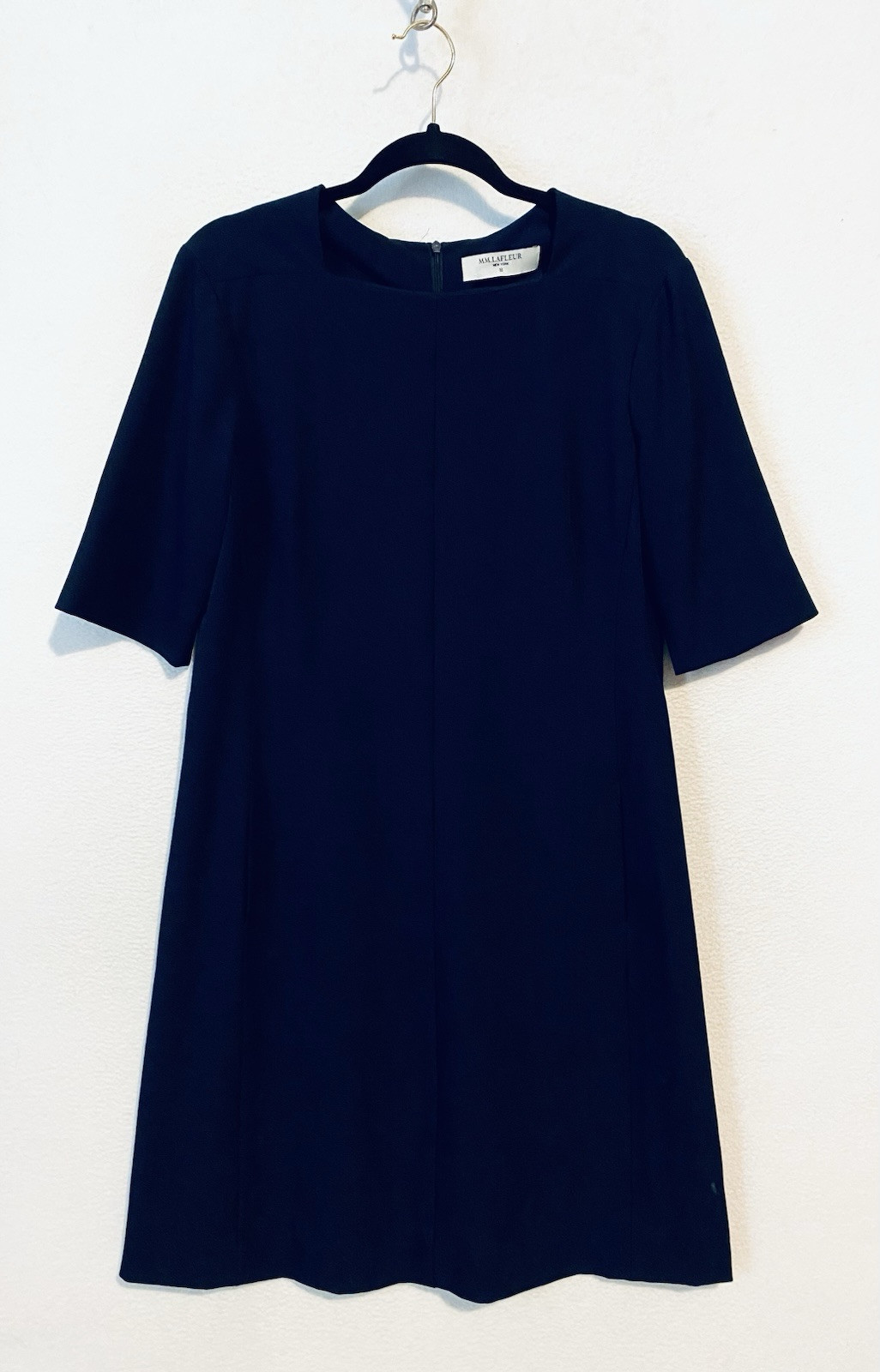 MM Lafleur Emily Dress Womens 12 Midnight Blue A Line Pockets Minimalist Career