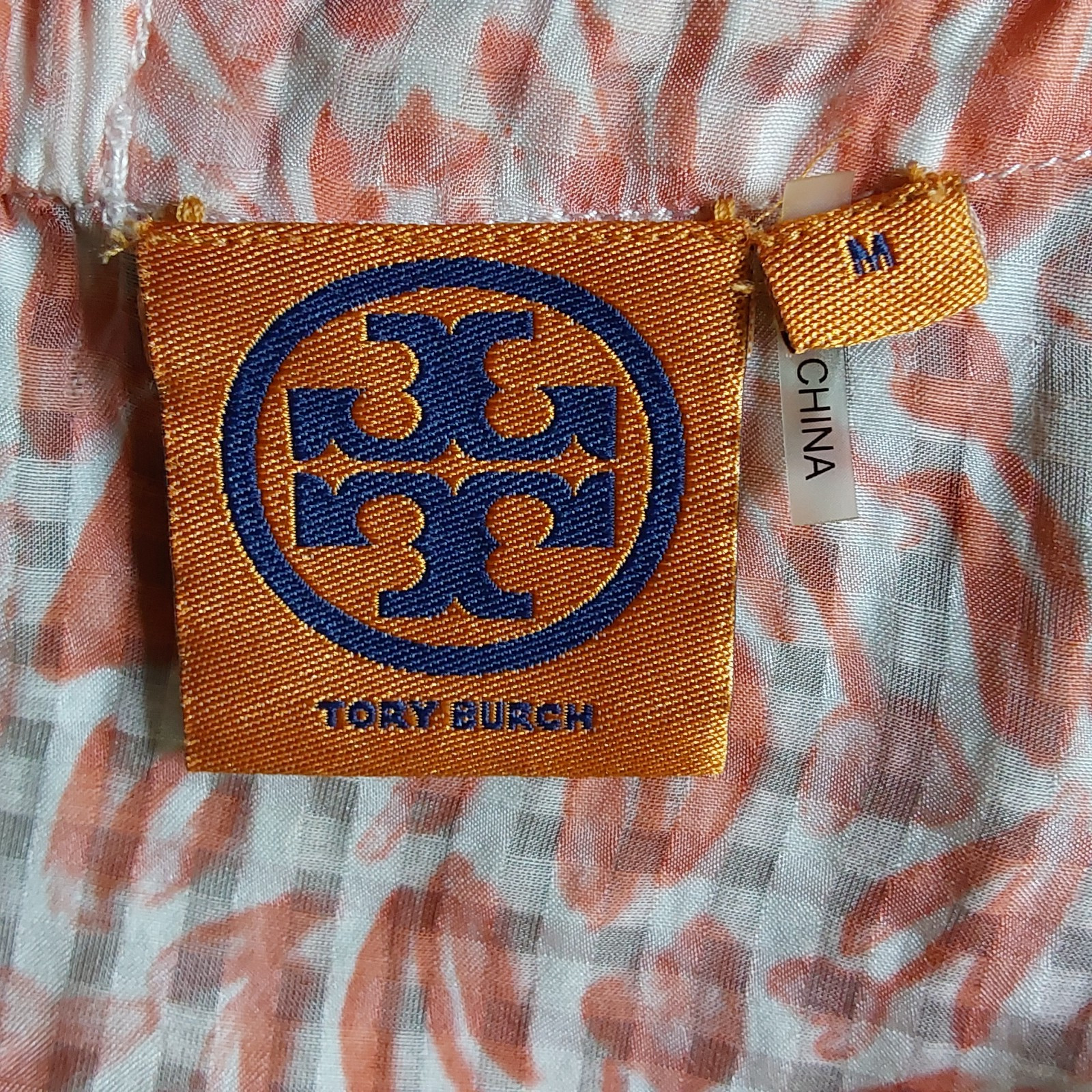 Tory Burch Dress M Silk Cotton Peach Straps Lightweight Fairy Whimsical Print