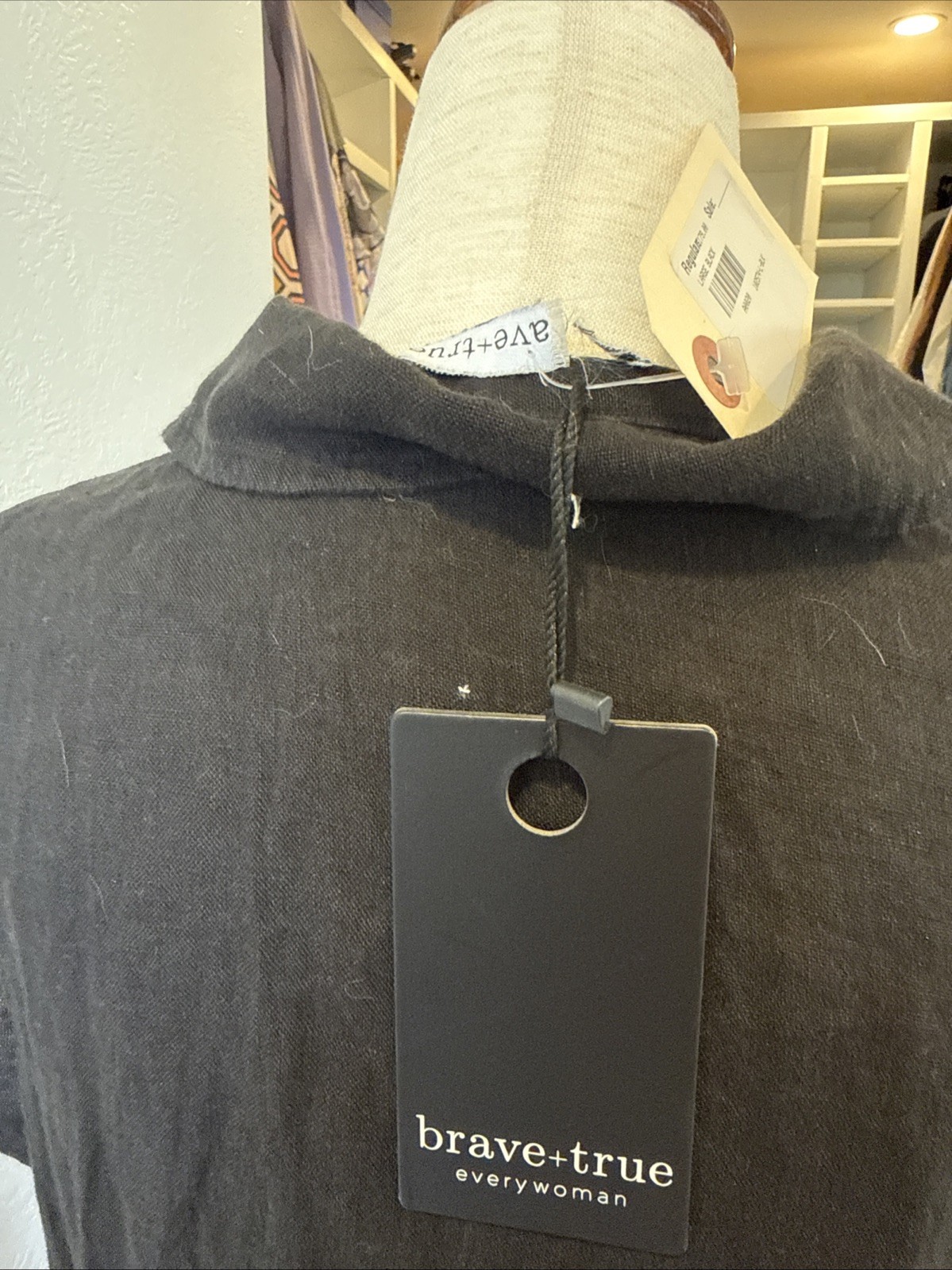 NWT Brave +True Large Black Linen Button Dress