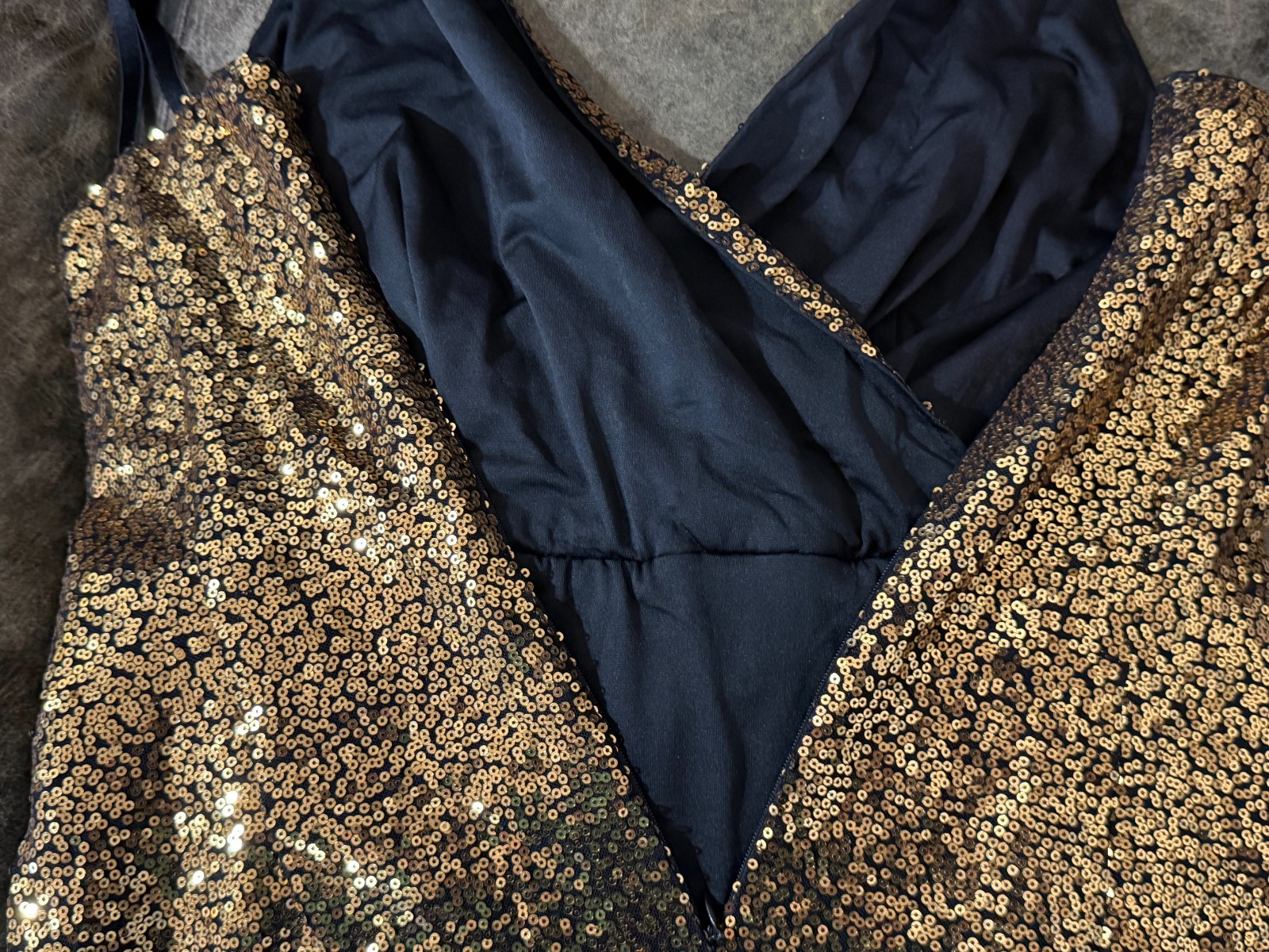 Grace Karin Gold Sequin Cocktail Party Dress Womens M Ruched Bodycon Glam