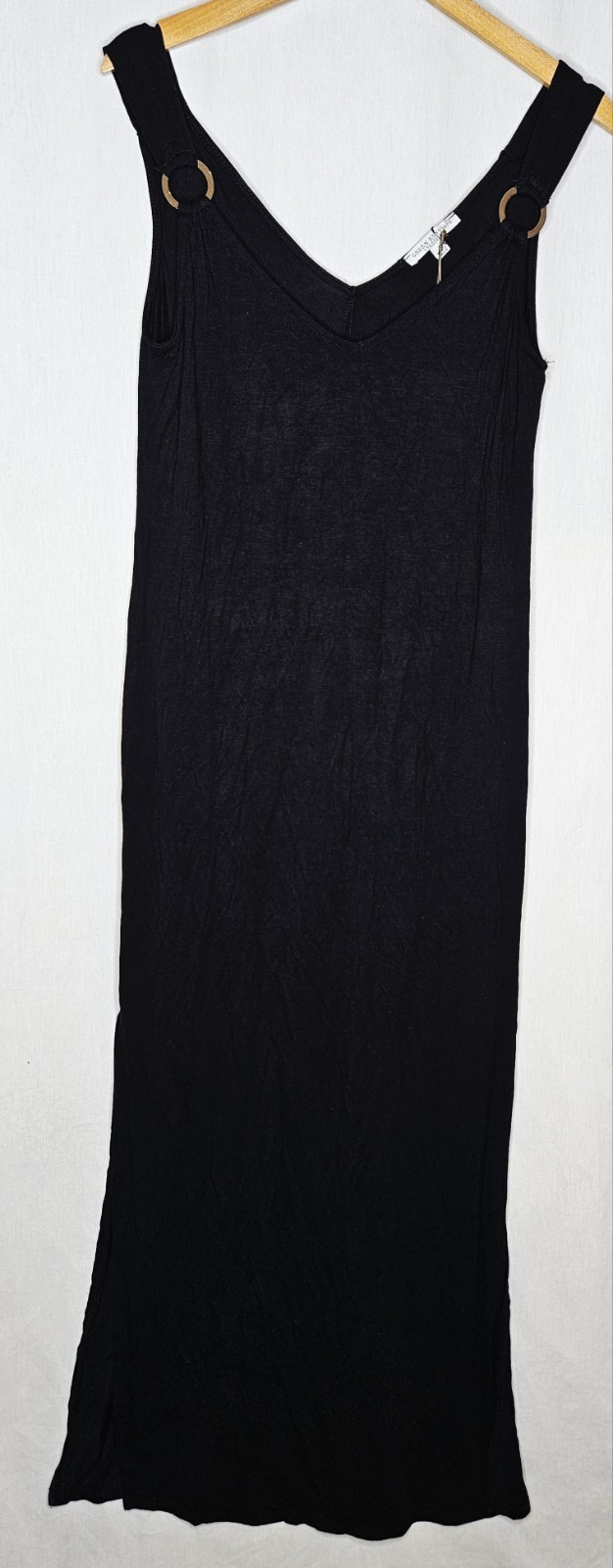 Green Envelope Womens Black Maxi Dress Stretch Sleeveless V-Neck Bodycon SMALL