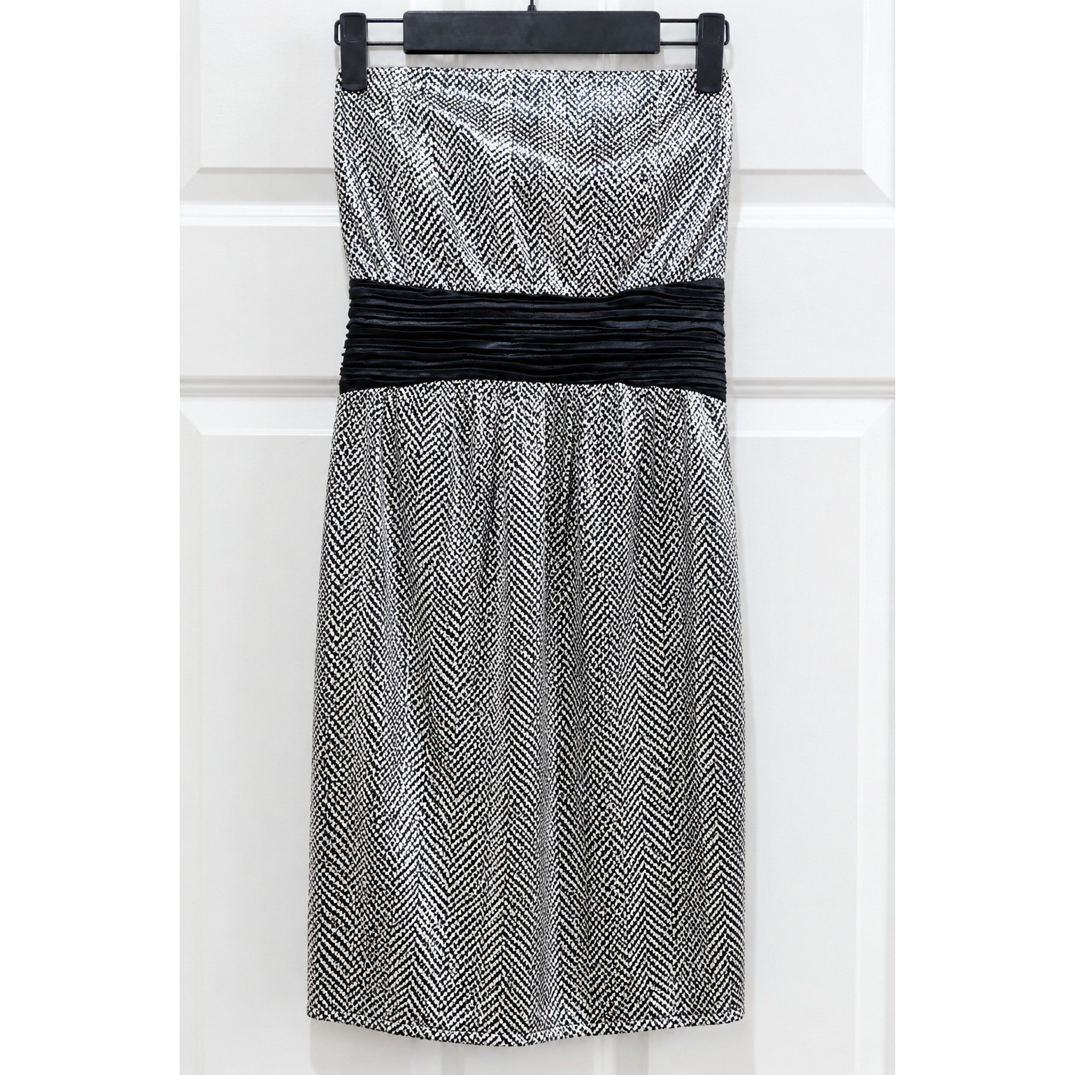 Orchid Blues Snakeskin Print Strapless Mini Dress Silver Black Metallic NWT