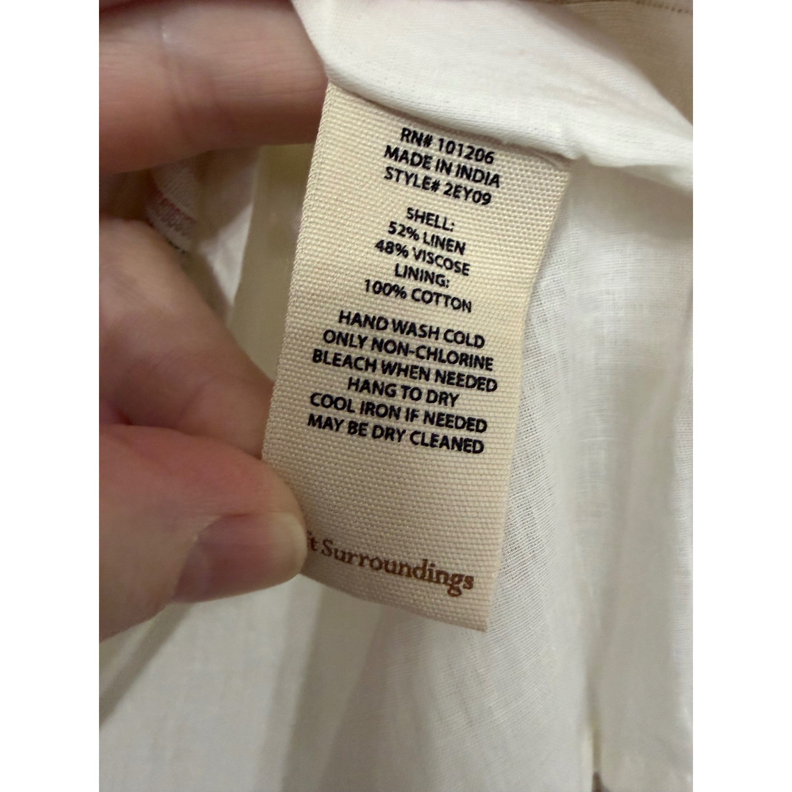 Soft Surroundings Linen Blend Striped Shift Dress White Tan 2EY09 Womens Large