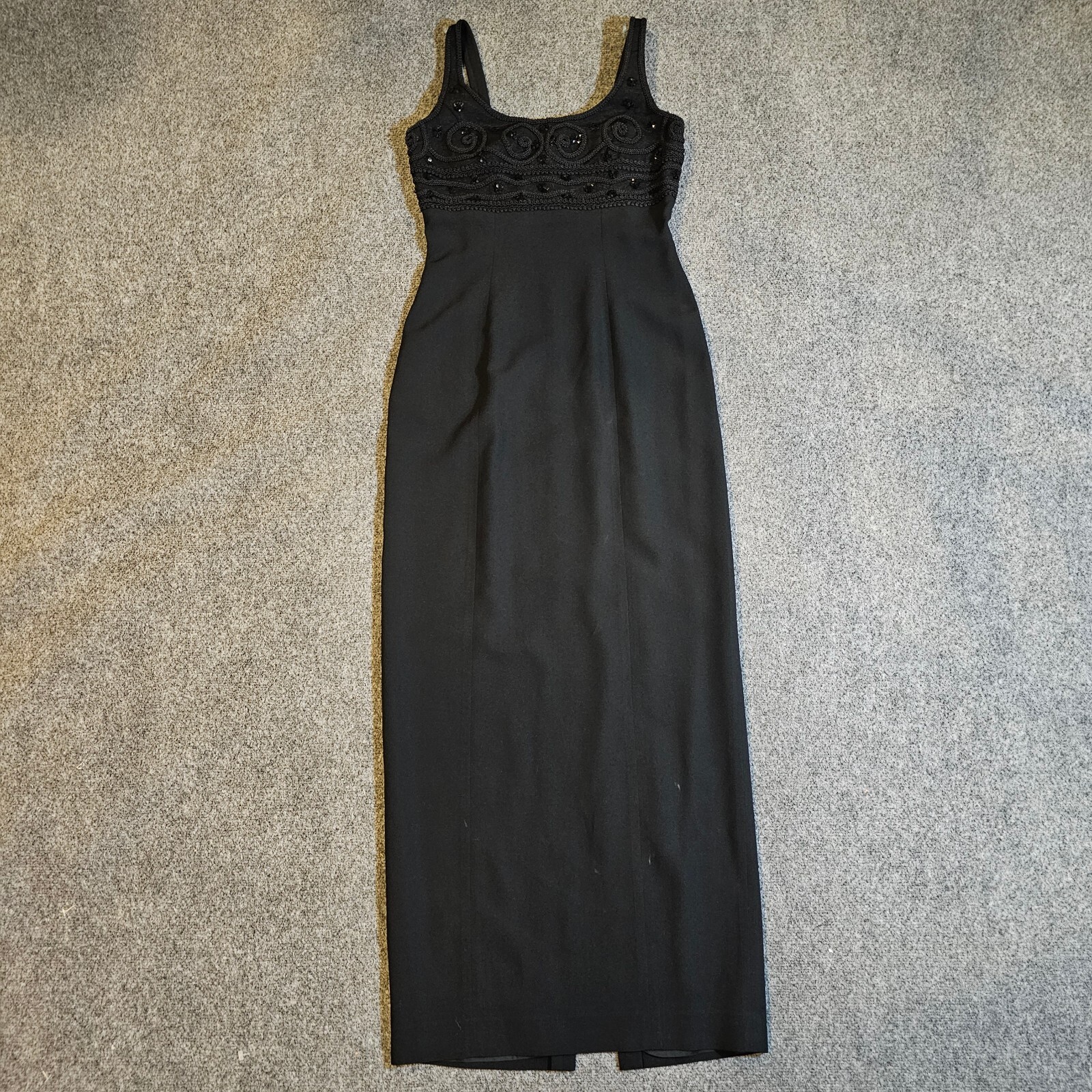 Rimini By Shaw Dress Womens 6 Black Maxi Embroidery Beaded Cocktail 90s Goth
