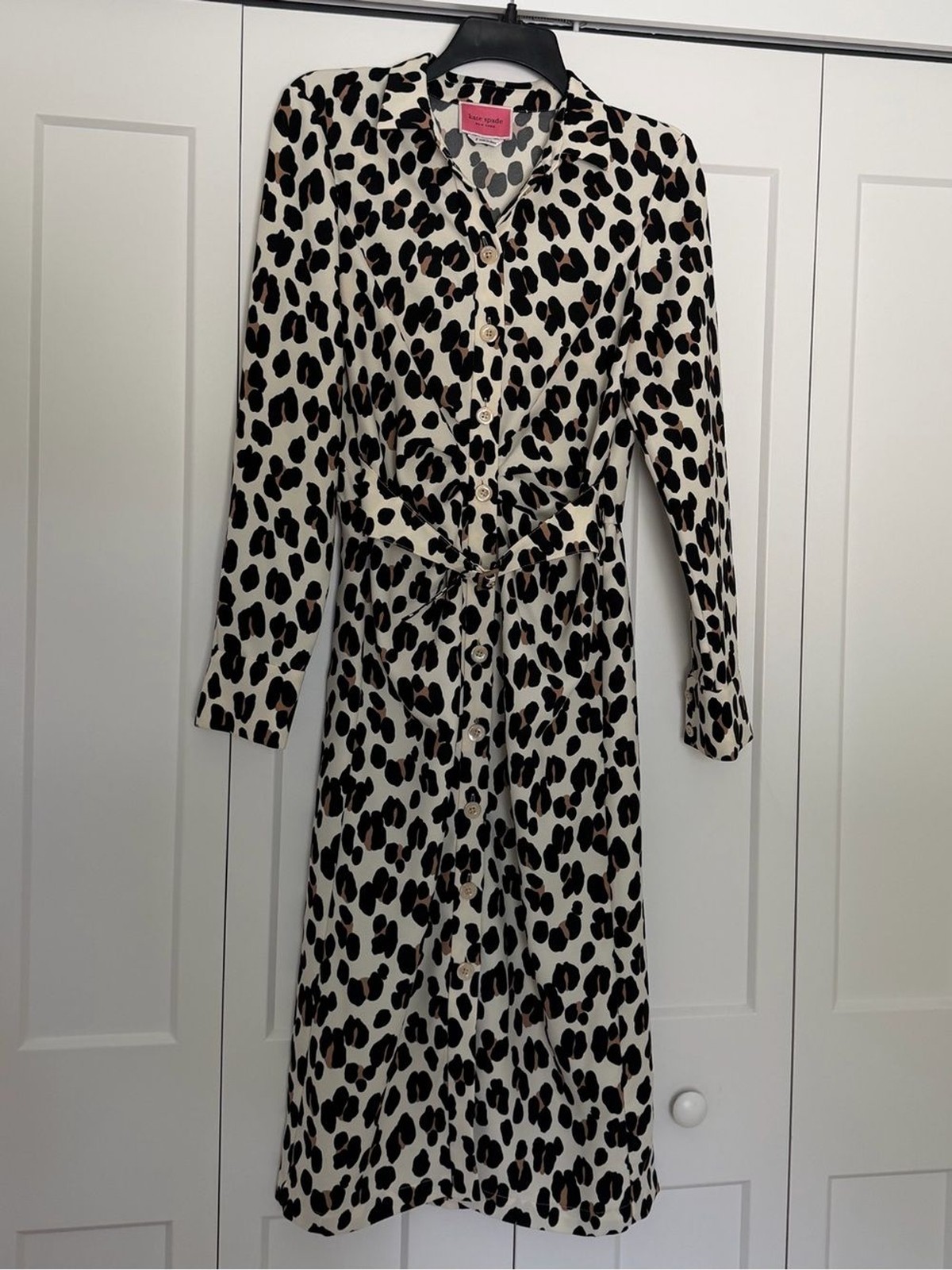 Kate Spade Leopard Print Button-Down Midi Shirt Dress