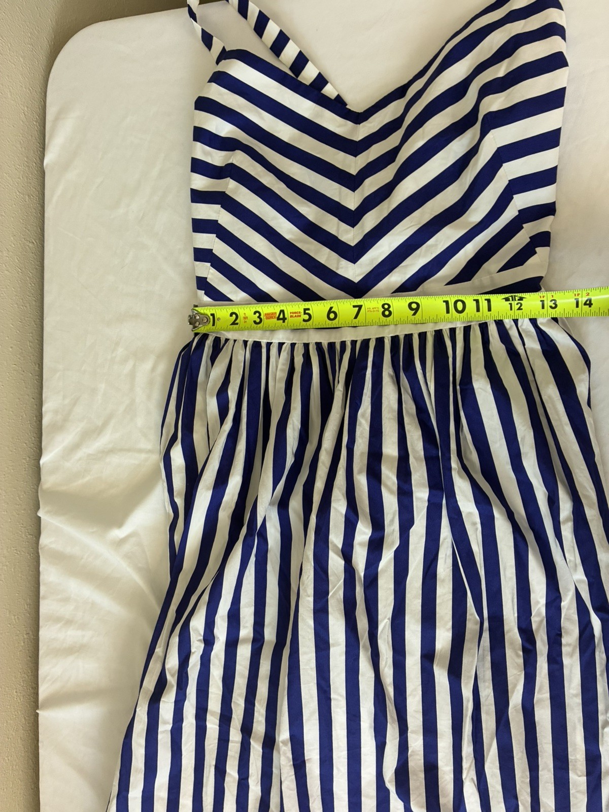 NWT J.Crew Striped Ruffle Maxi White Navy Belted Cotton Tank Dress Size 14
