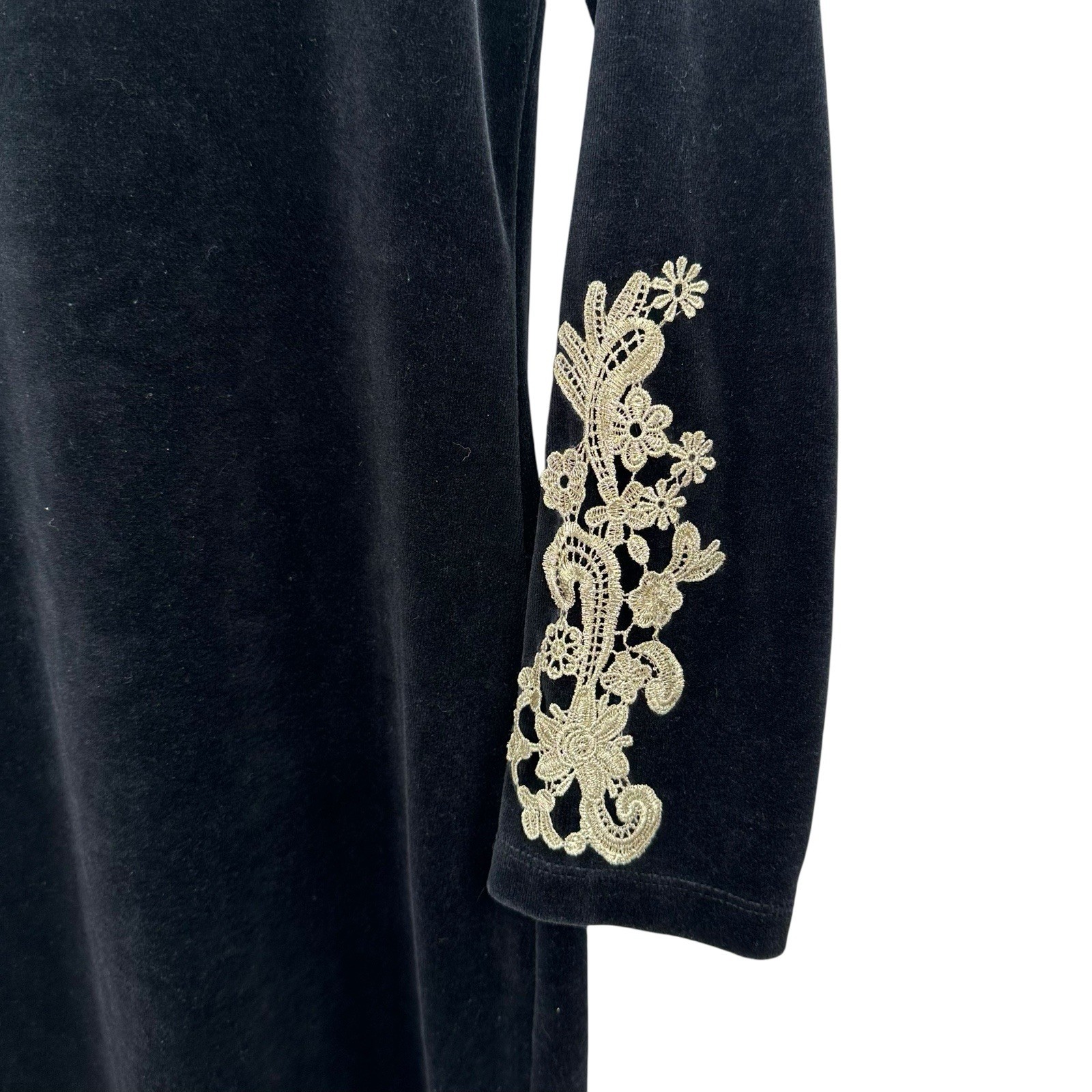 Monroe & Main Cocktail Dress Large Black Gold Velvet Old Money Classic Elegant