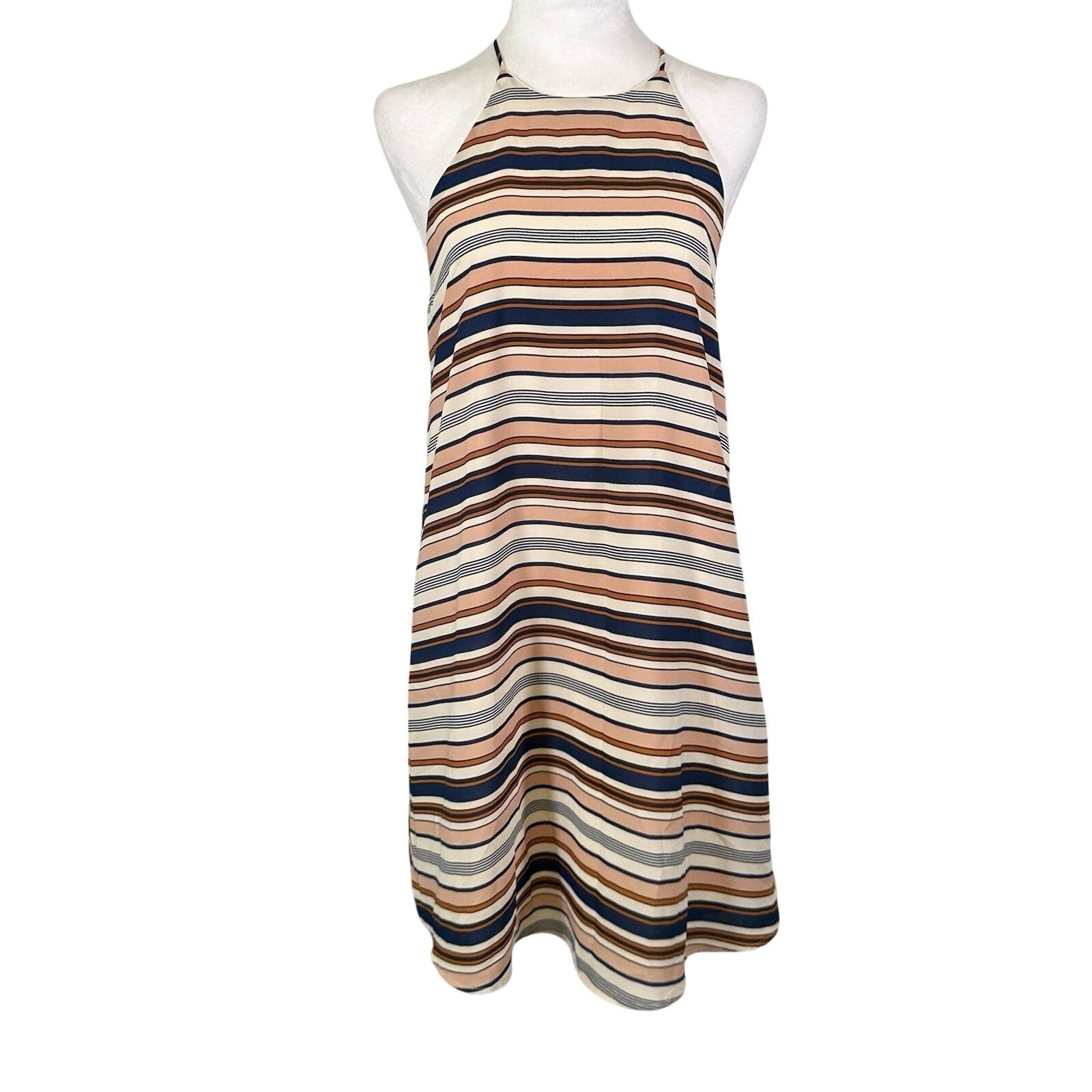 Everly Striped Halter Mini Dress Medium Beach Vacation Summer