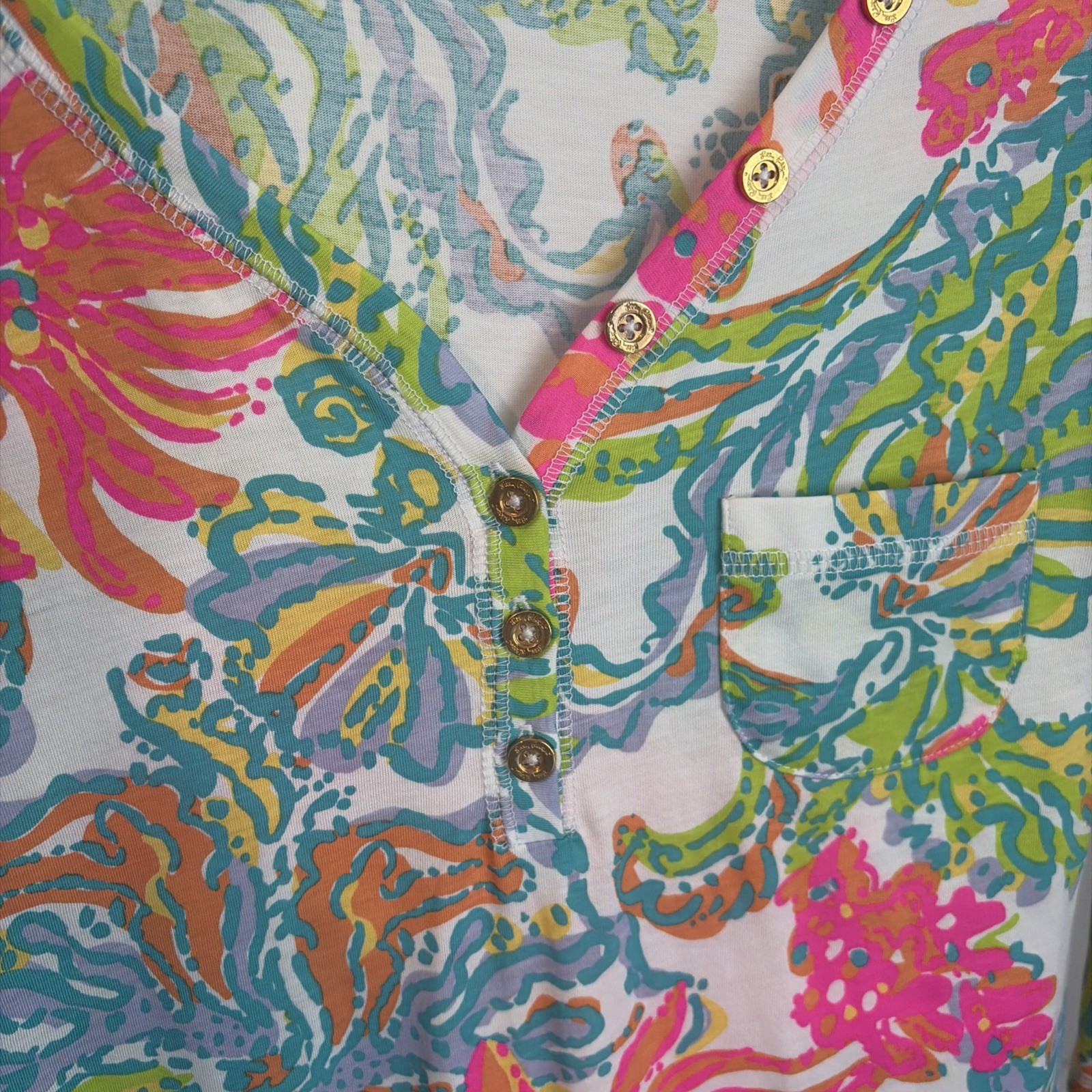 LILLY PULITZER Palmetto V-Neck T-Shirt Dress Casa Marina