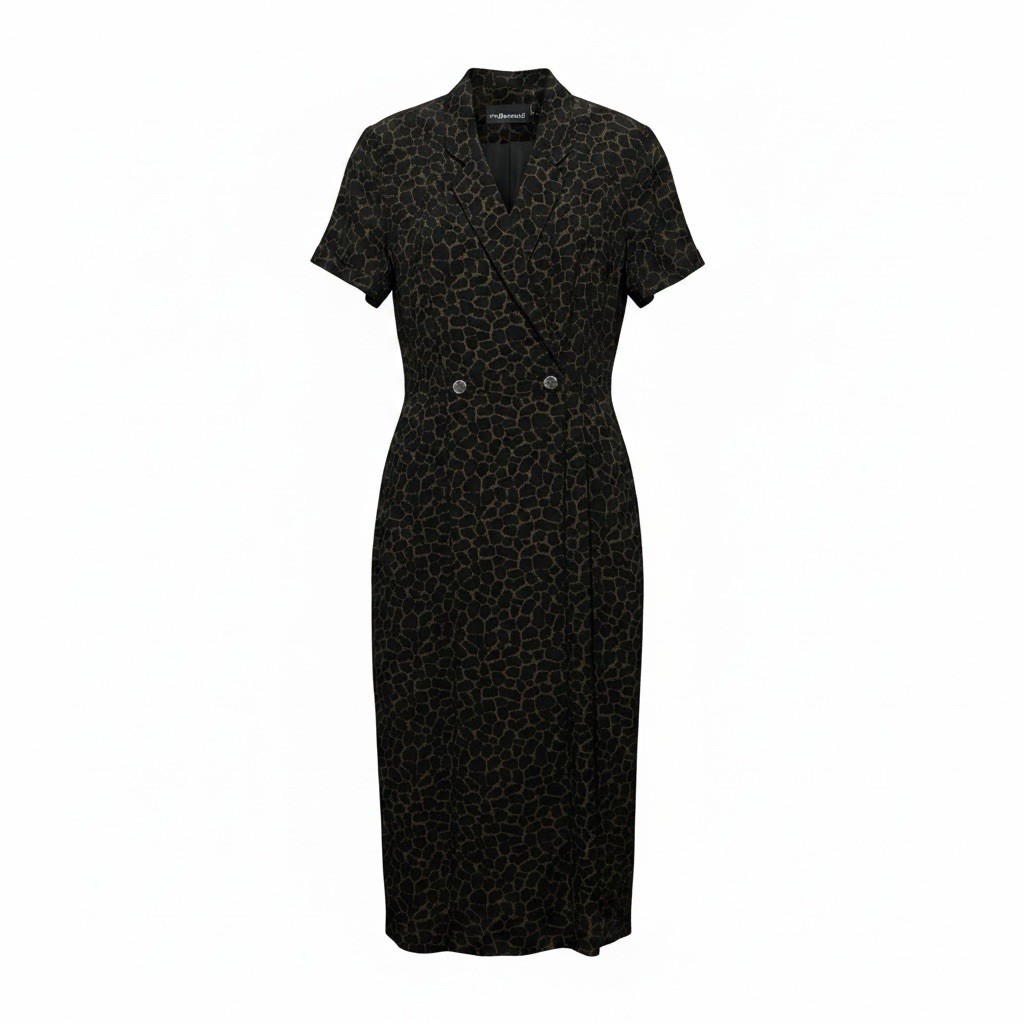 Vintage Sag Harbor Women’s Size 14 Animal Print Maxi Dress Short Sleeve 90s