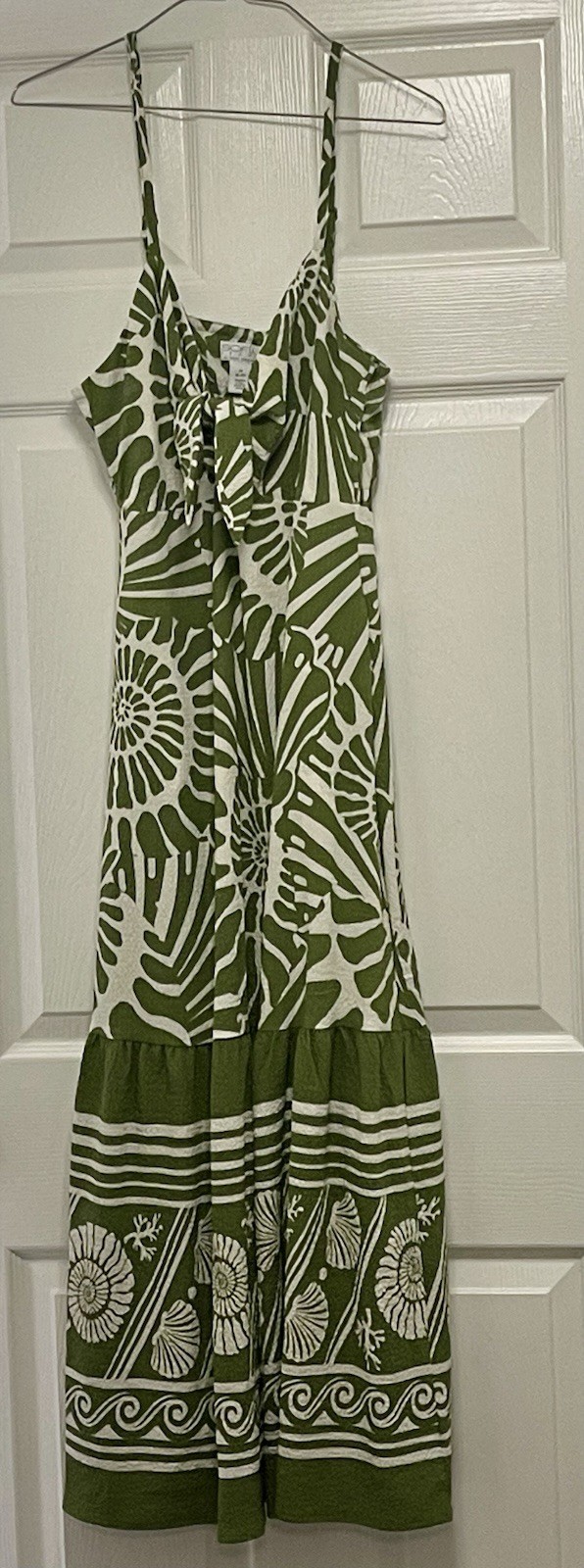 Sofia Jeans by Sofia Vergara Tie Front Cutout Tropical Maxi Dress Green Size M