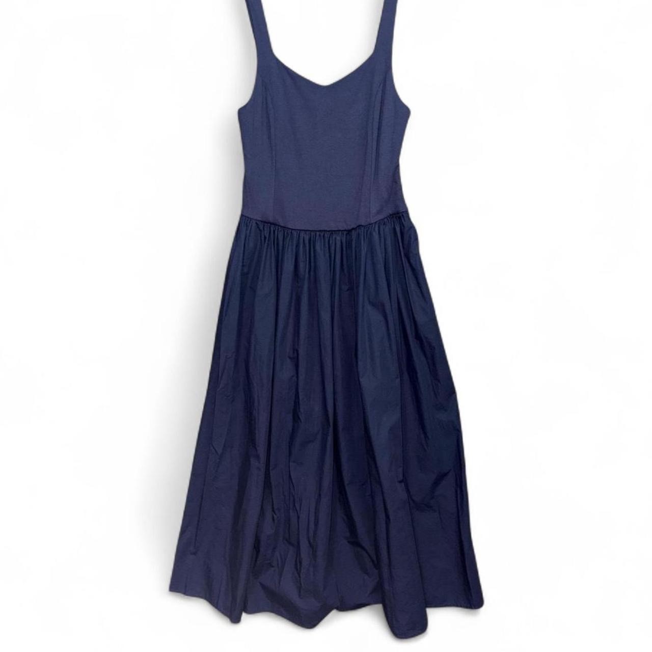 House Of Harlow Dress Womens L Navy Blue Maxi Fit Flare Cotton Timeless