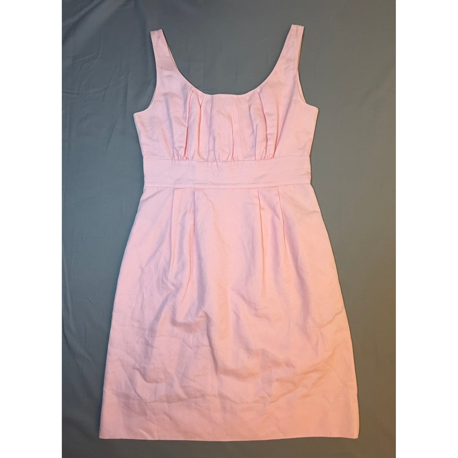 J.Crew Pink Cotton Pleated Empire Waist Sheath Dress Y2K SP 09 Womens 4