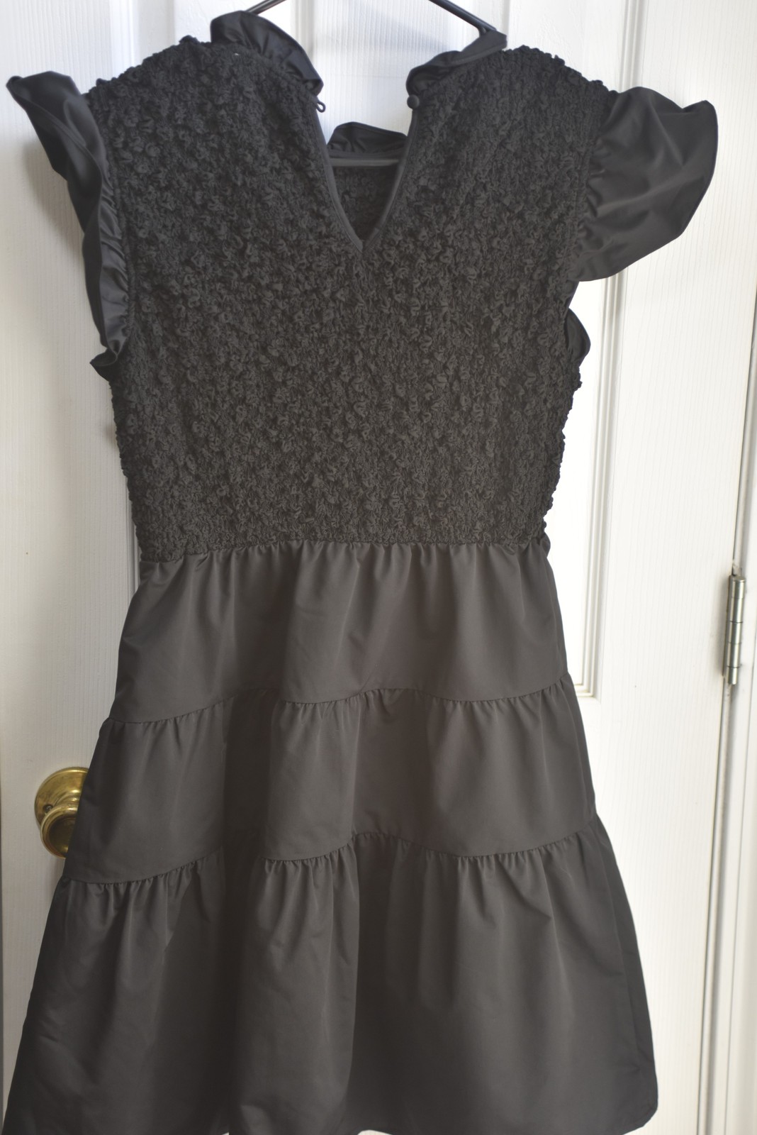 THML Black Textured Tiered Dress Womens XS Ruffle Sleeve Boho LSC184