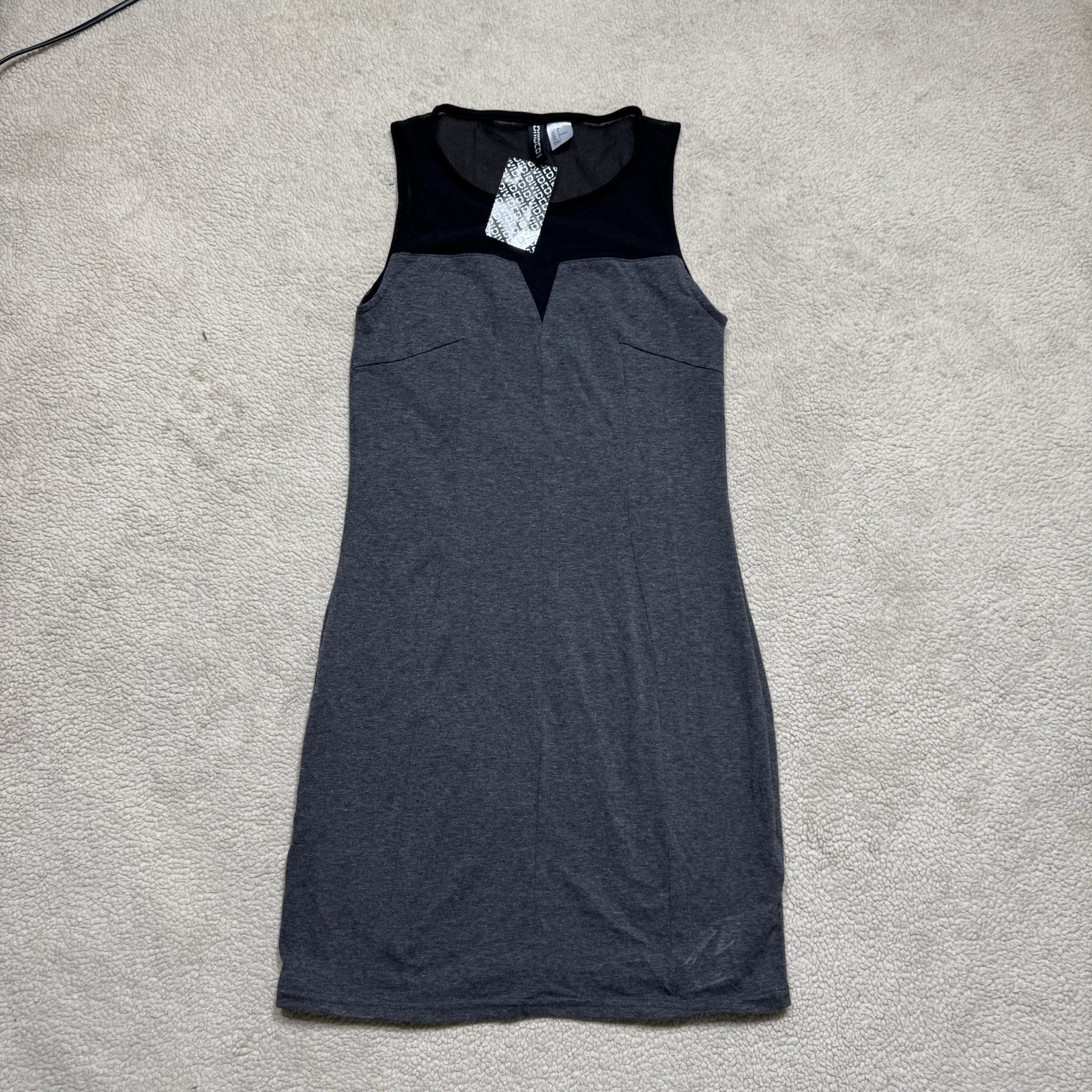 H&M Divided Dress Womens 4 Black Sheer Gray Mini Tank Round Neck Pullover NEW