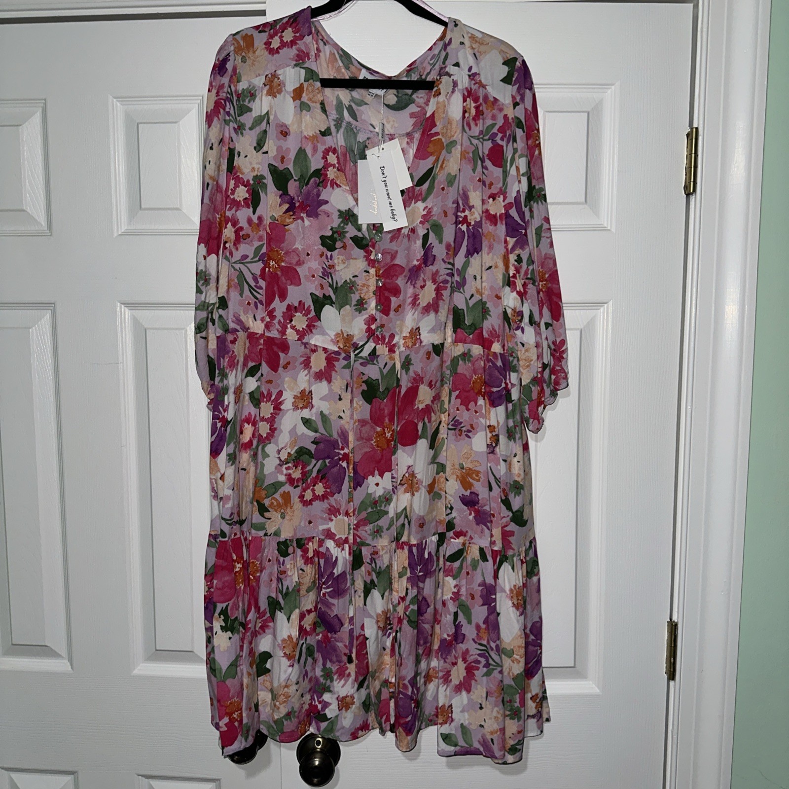 Proud Poppy Clothing Elsie Dress Womens XXL Pink Floral Boho Sundress V-Neck
