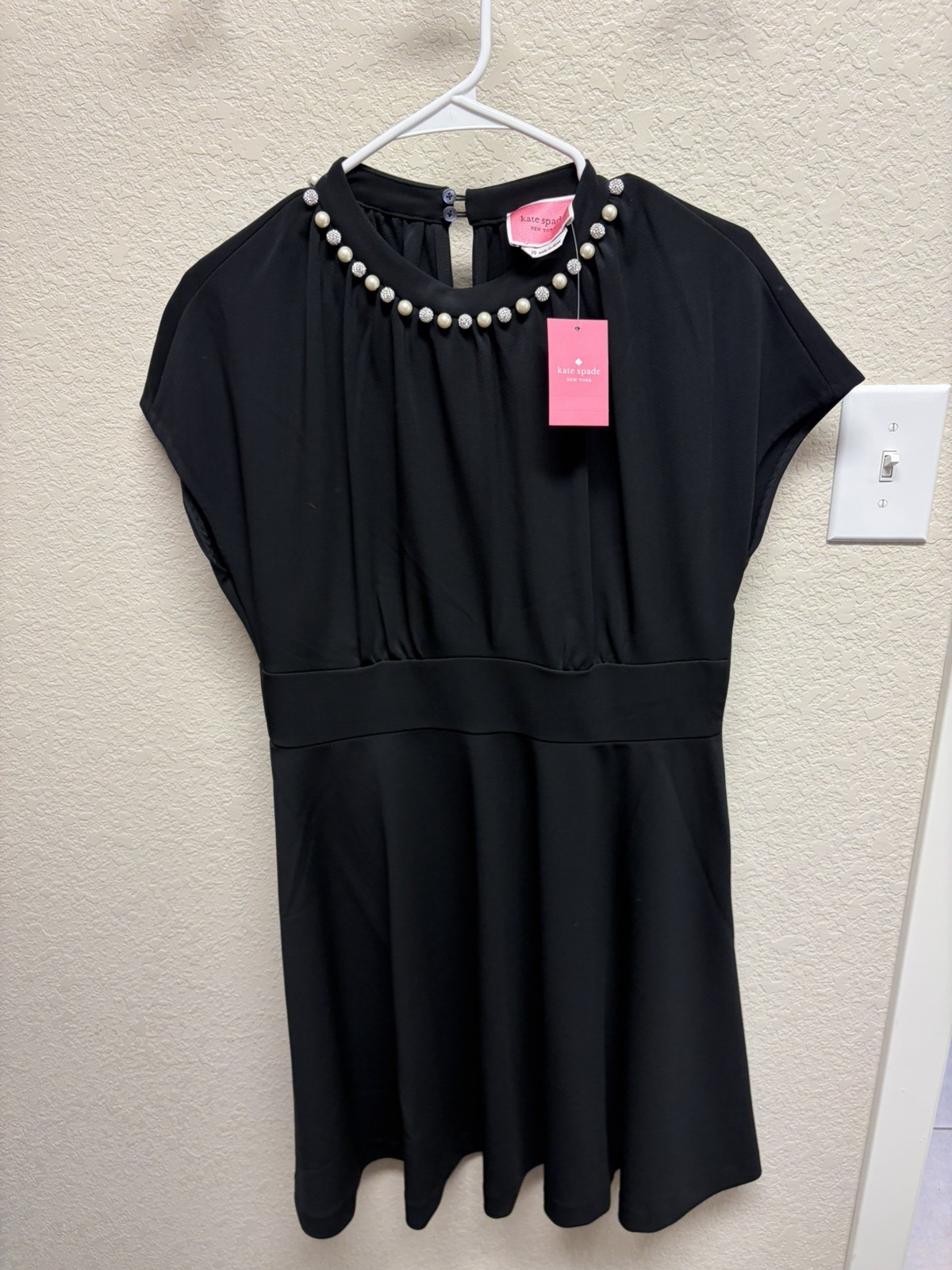 Kate Spade New York Black A-Line Dress Women’s Size 10 With Beaded Neckline
