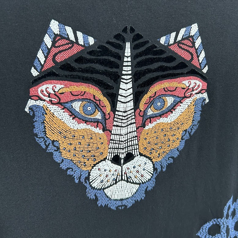 Desigual “Gabriella” Black Tunic Dress L Tiger We Are Animals Long Sleeve