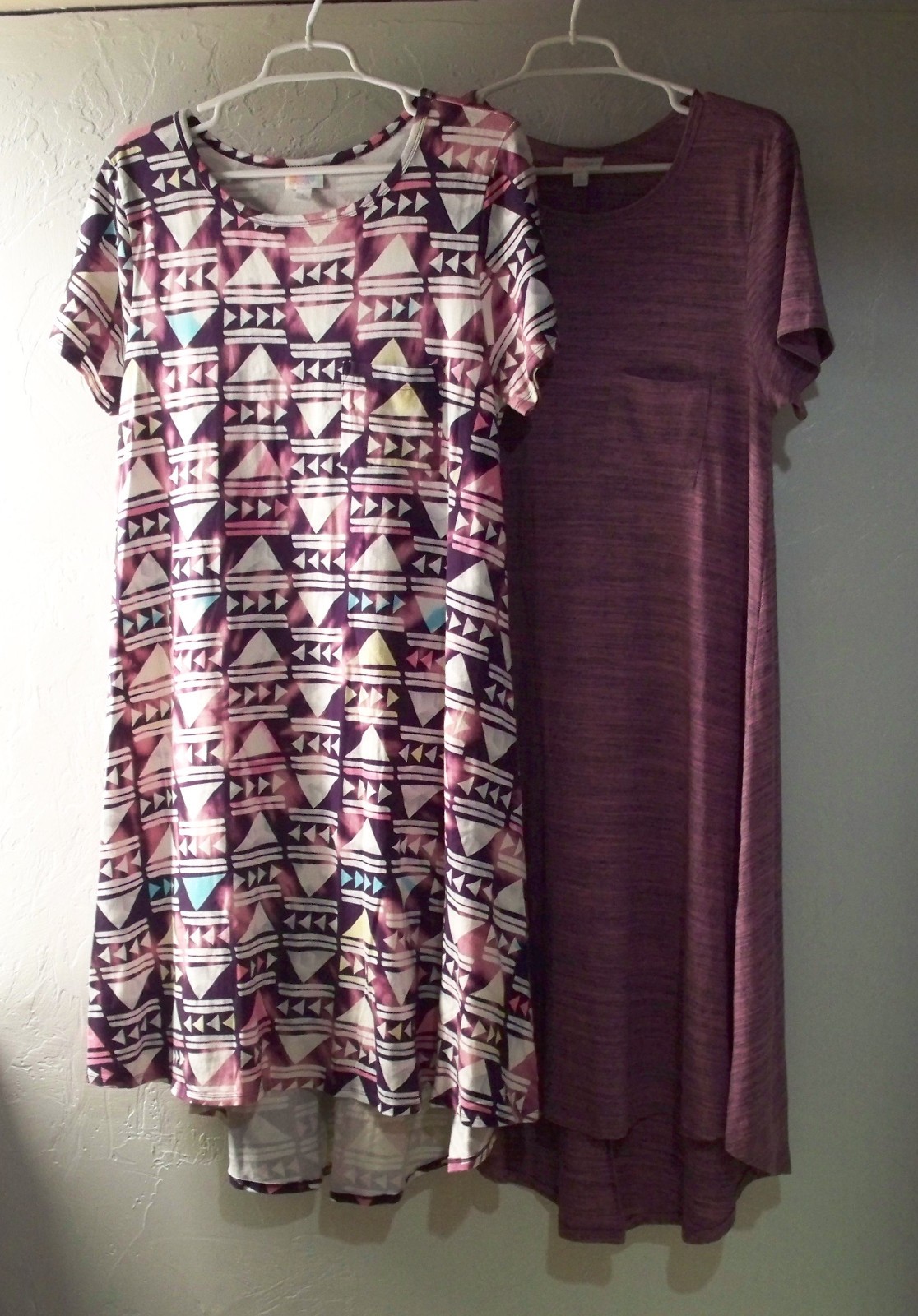 2 – NEW LulaRoe Comfort Carly SS Midi Dress size L – NWOT Both Cotton Blend
