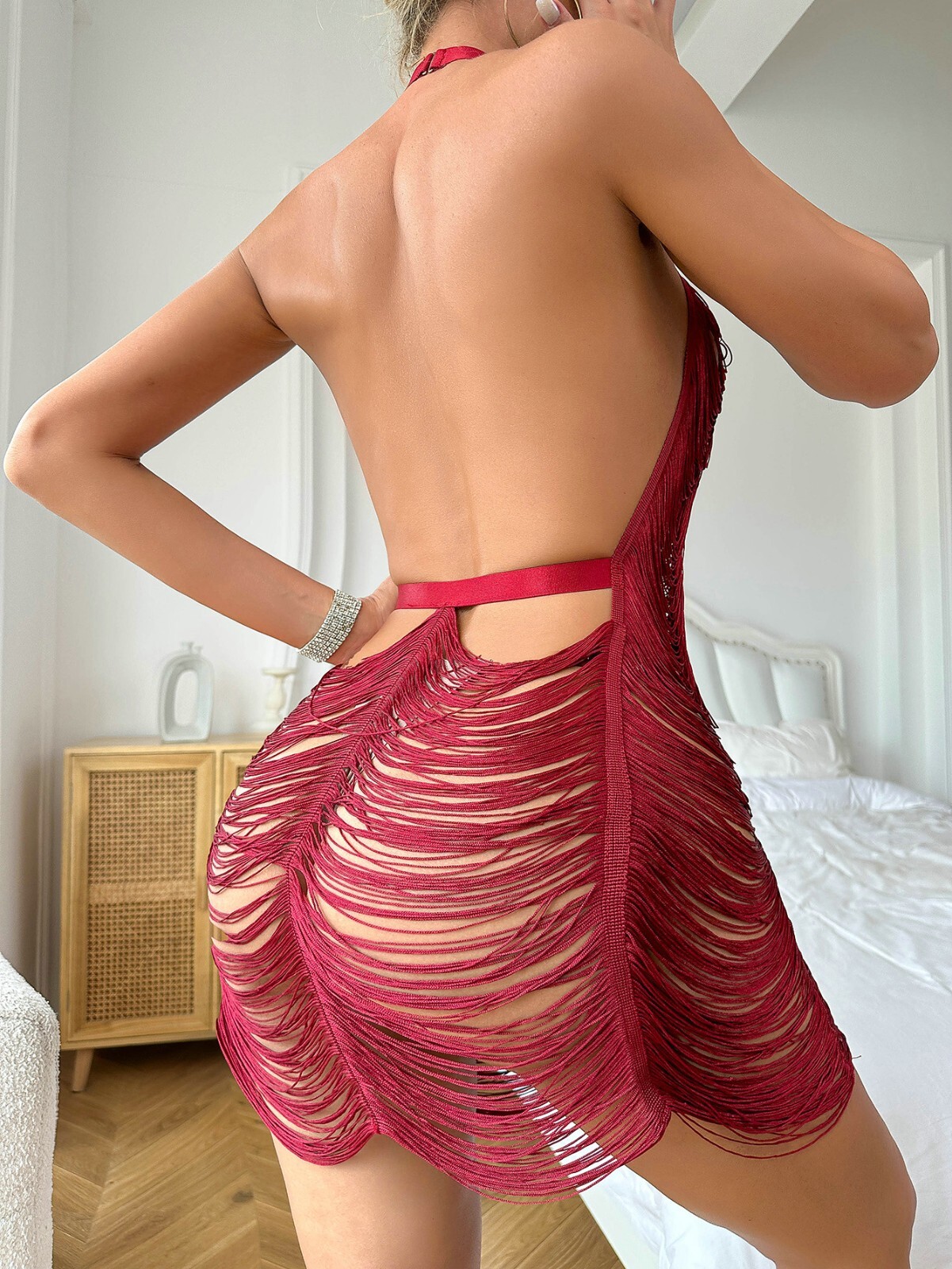 Sexy Backless Fringe Dress | Halter Neck Sexy Summer Dress for Women