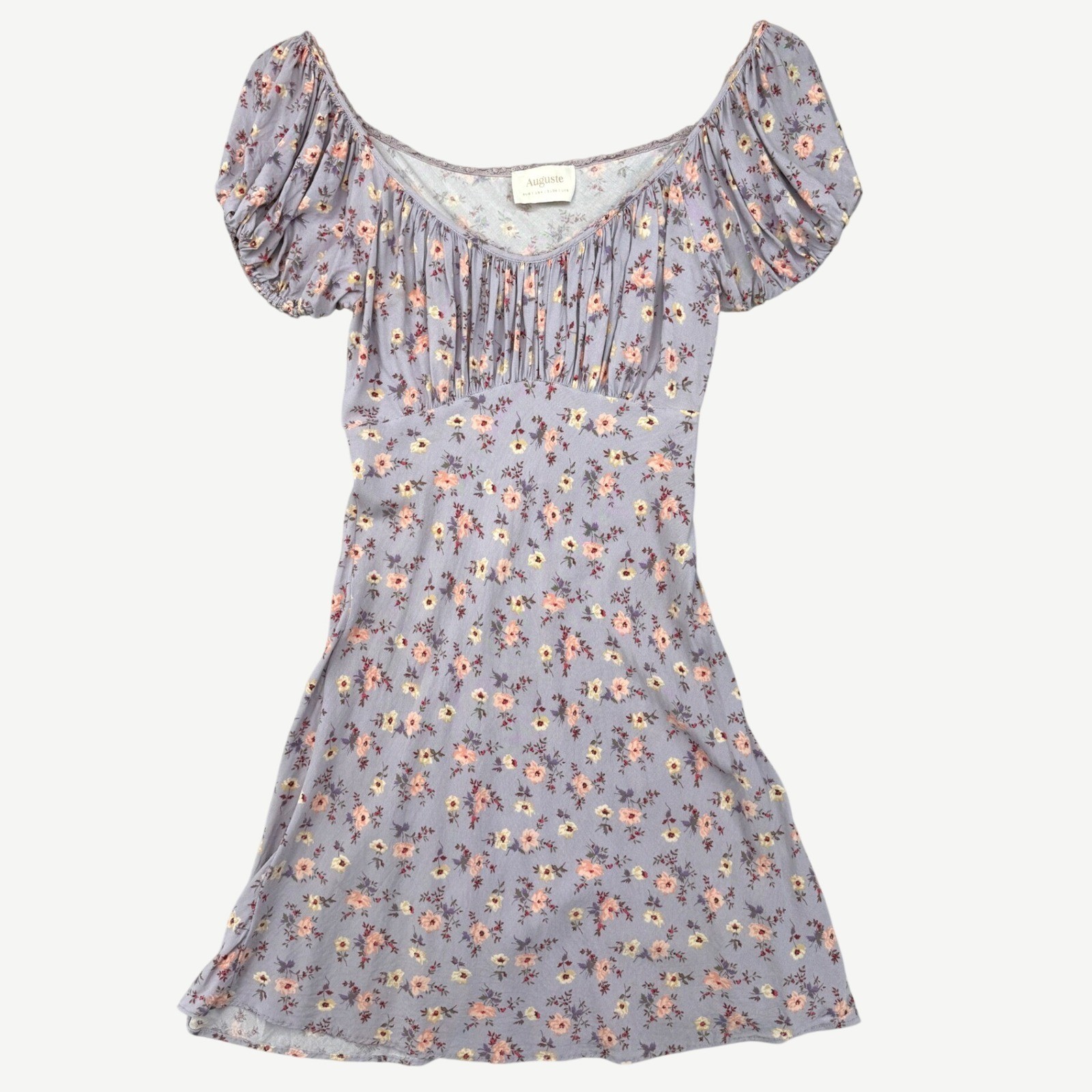Auguste The Label Mini Dress Size 4 Violet Floral Eloise Penn Milkmaid Cottage