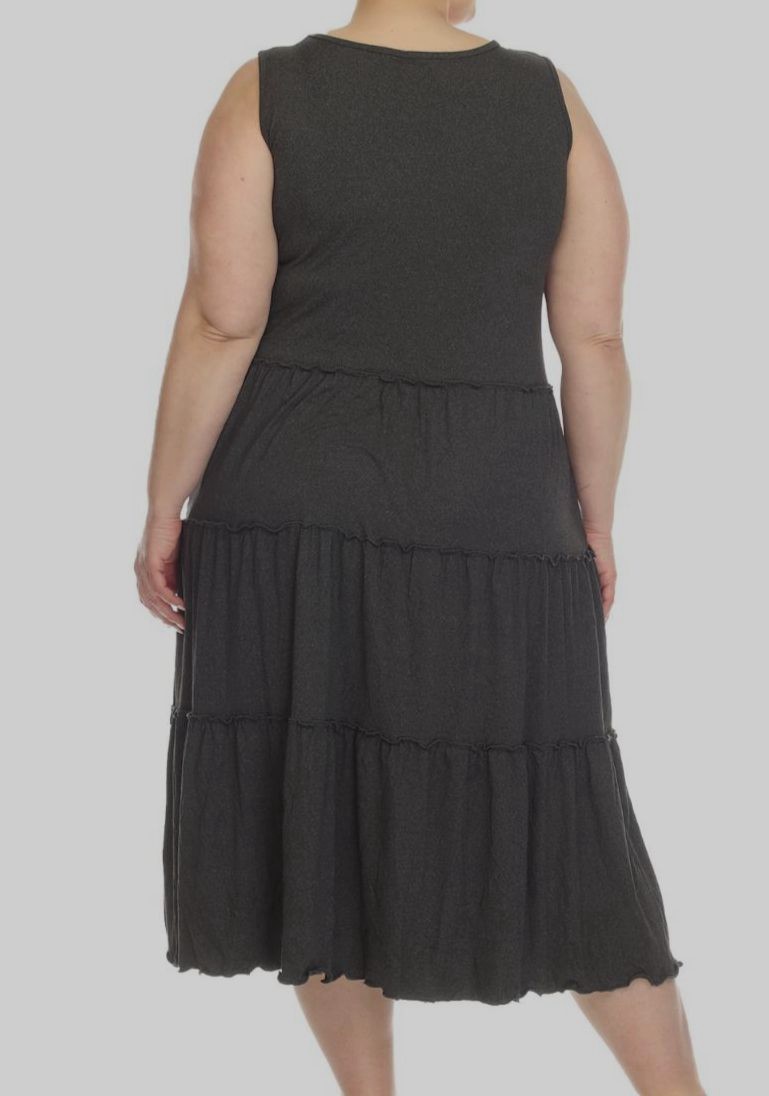 White Mark Women’s Gray Tiered Scoop Neck Sleeveless Dress Plus Size 2XL