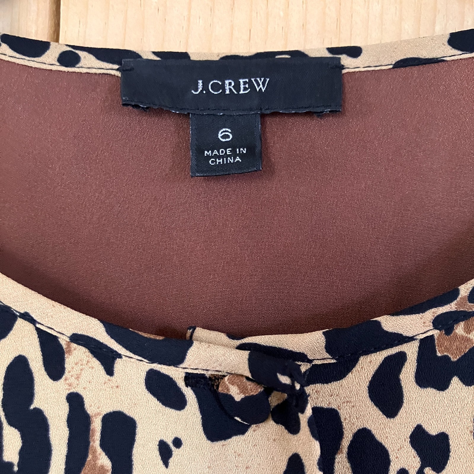 J.Crew Womens Leopard Pleated Long Sleeve Belted Dress Size 6 Brown Tan SP NWOT