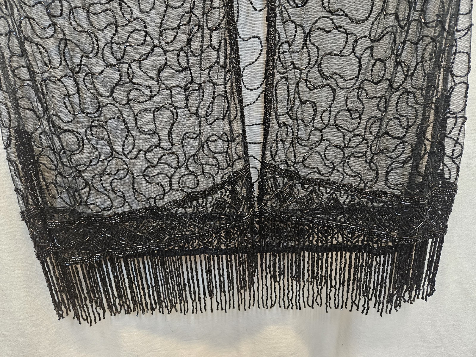 Sheer BLACK Beaded Long over Dress see Measurements bust 40″ NEW LENGH 48″