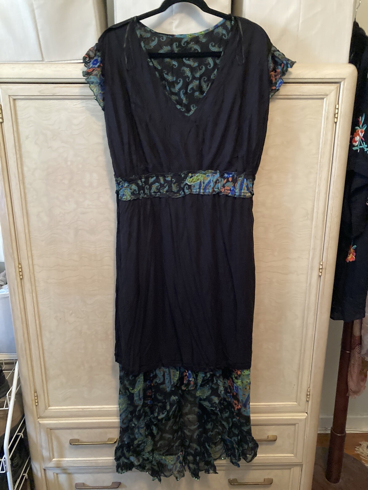 ALBERTO MAKALI NWT XL black cap sleeve dress sequins may Fit L