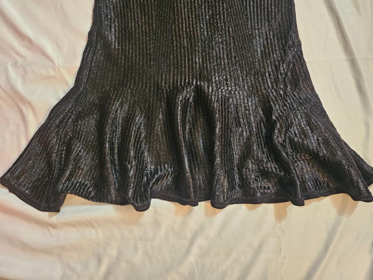 Alexander McQueen NWT Black Shiny Floated Knit Ruffle Dress XL – $2300 S/S 2019