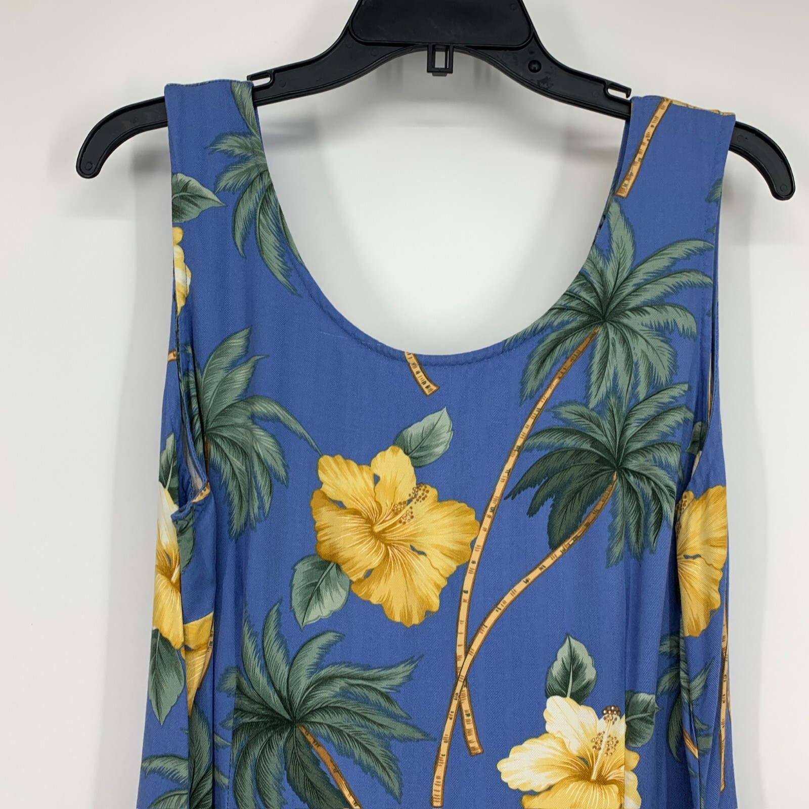 Caribbean Joe Dress Womens Size Large Blue Floral Midi Tie Waist Wrap Sleeveless