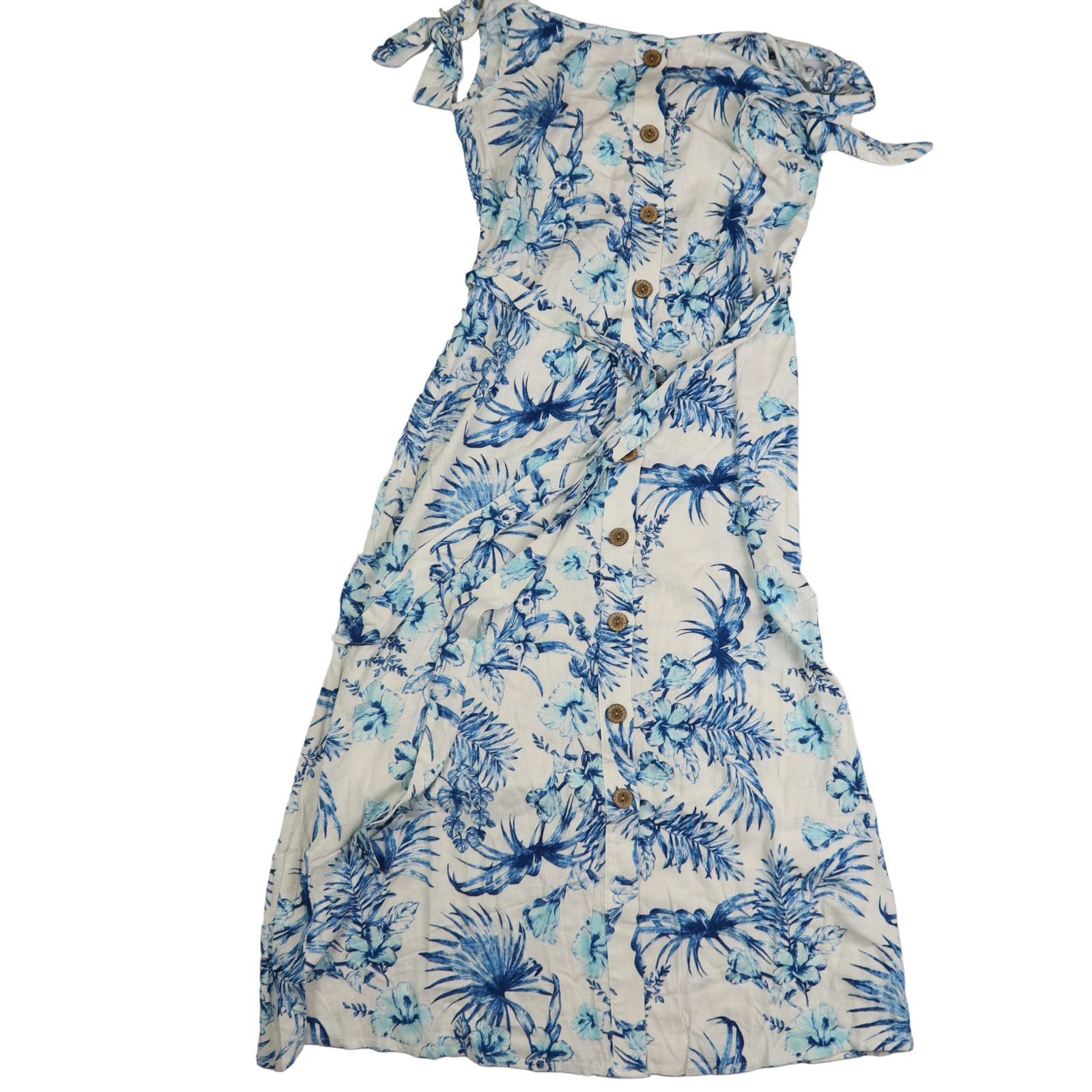 Joe Browns Women’s Summer Love Dress Casual with Wrap Belt, White/Blue, 8 UK