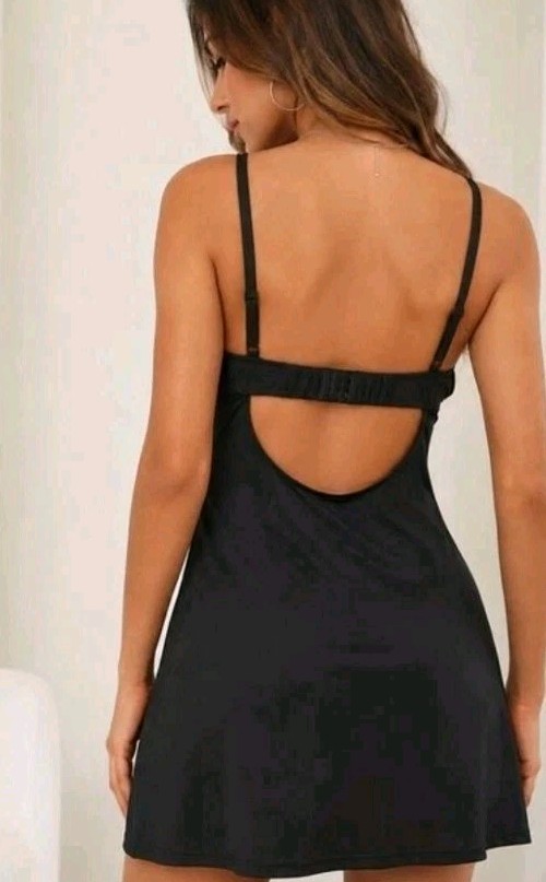 Rumored Loverboy Black Open Back Rhinestone Bust Mini Dress NWT M