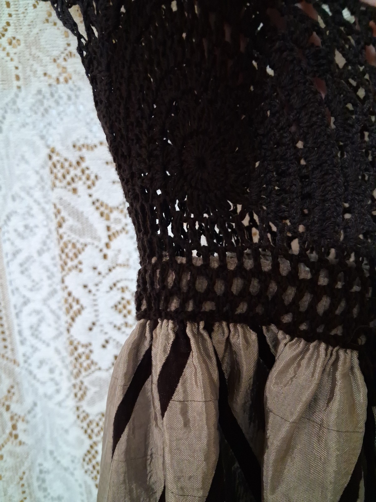 Pure Sugar Chevron Striped And Crocheted Mini Dress/tunic Nwt