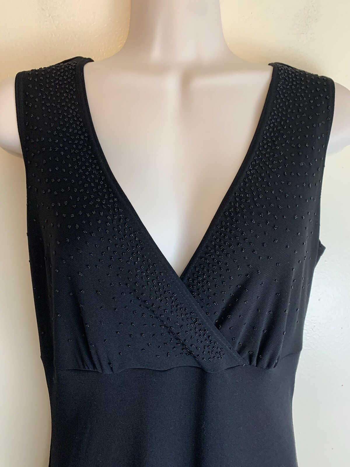 Fashion Bug Black Sleeveless Beaded Dressy Evening Cocktail Dress Size 8